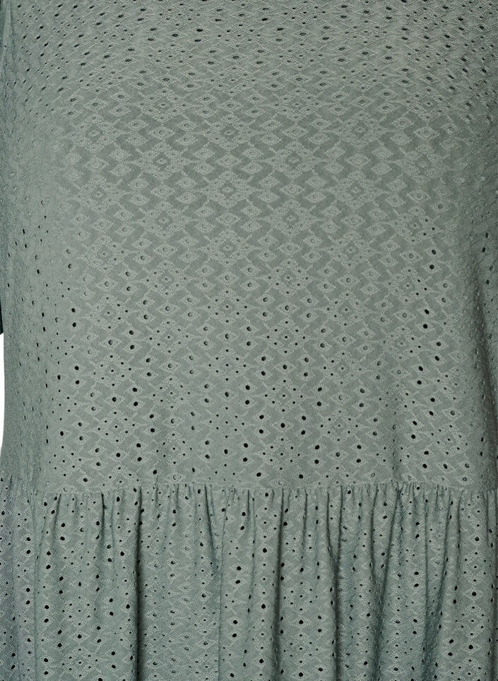 Kurzes Kleid mit Spitzenmuster und Lagenrock, Gr&uuml;n, Packshot image number 2