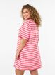 T-shirt long oversize ray&eacute; en coton bio, Rose, Model image number 2