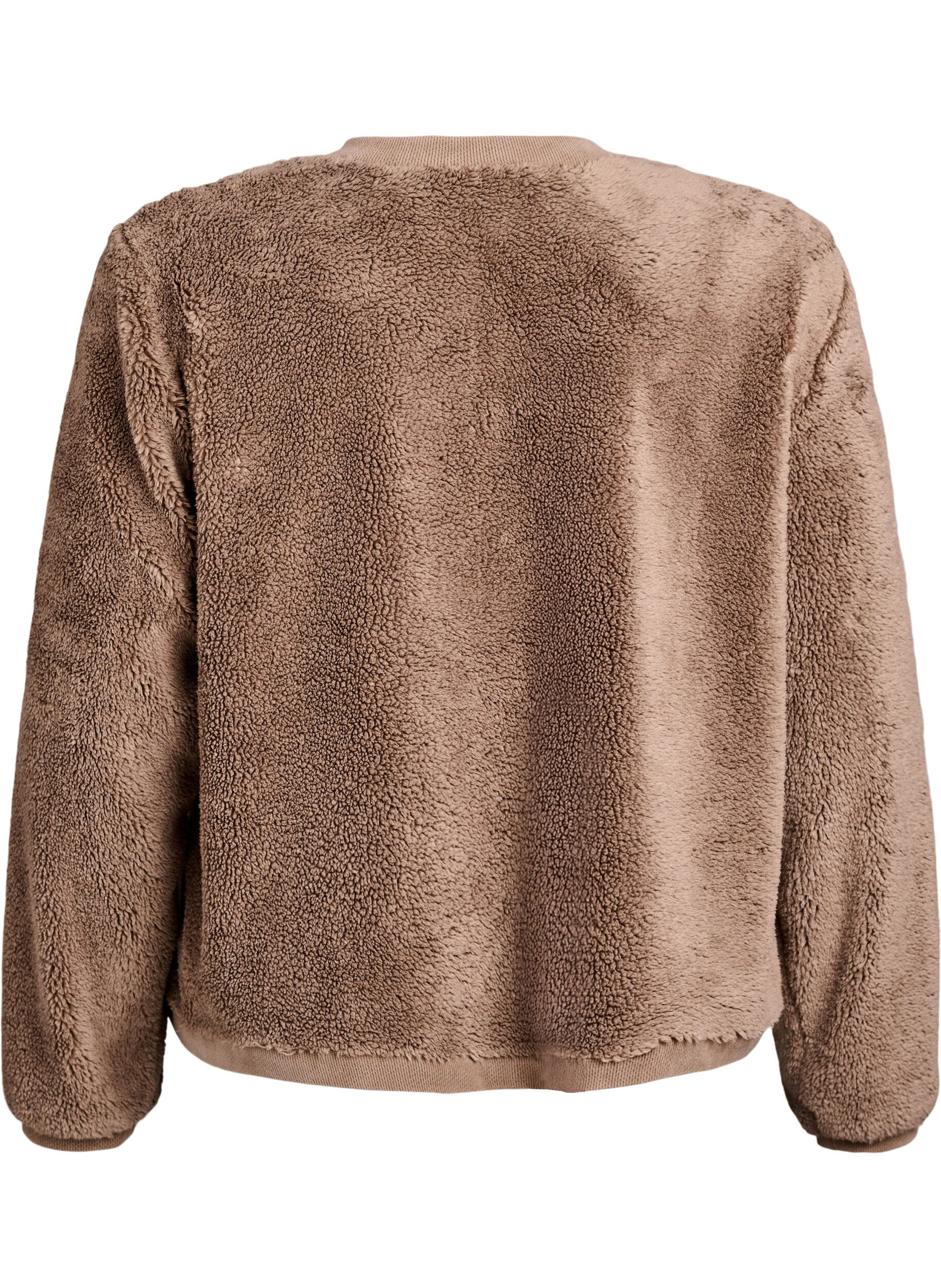 Zizzi Cardigan teddy avec boutons d&eacute;coratifs, Marron, Packshot image number 1