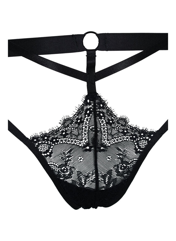 G-String mit Spitze, Black, Packshot image number 2