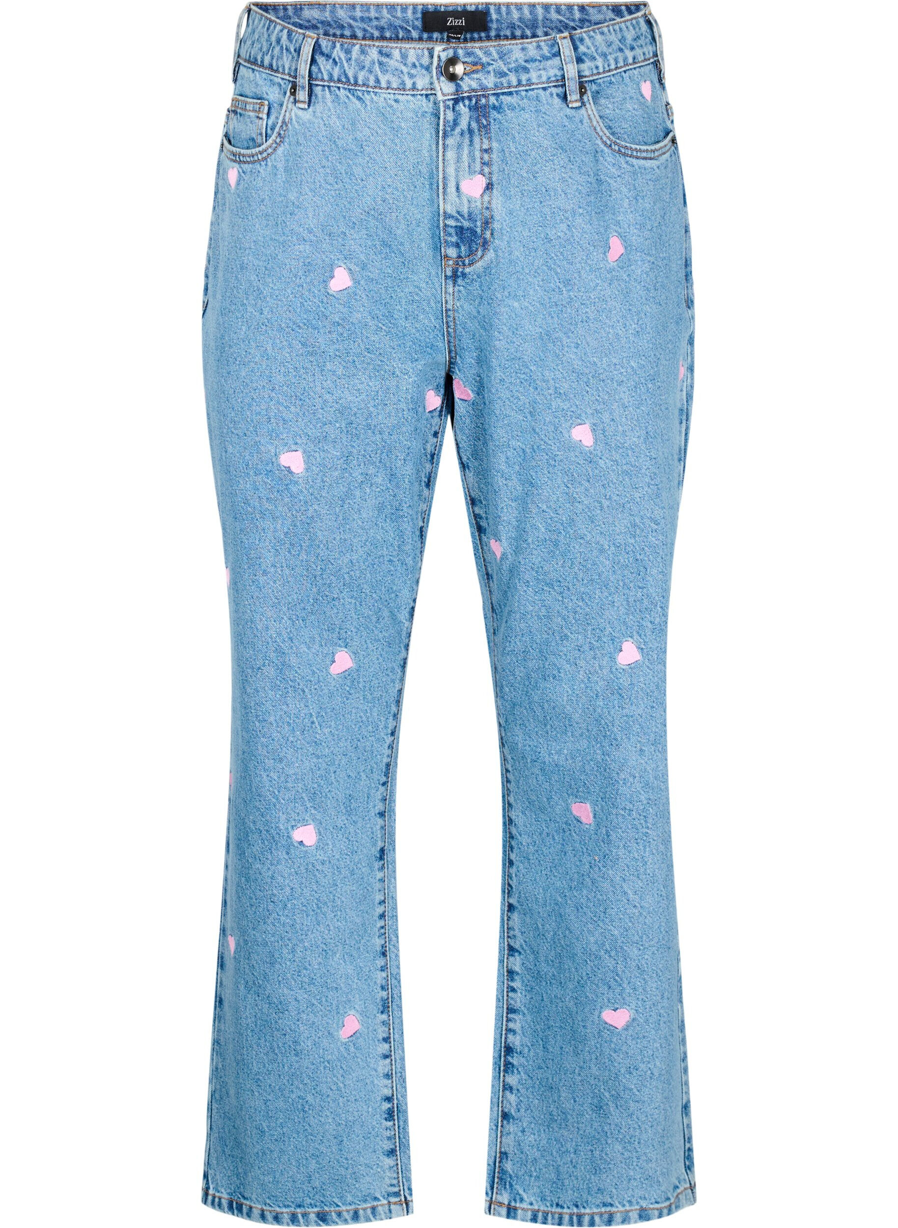 Zizzi High-Waist-Jeans Gemma mit Herzen, Blau, Packshot image number 0