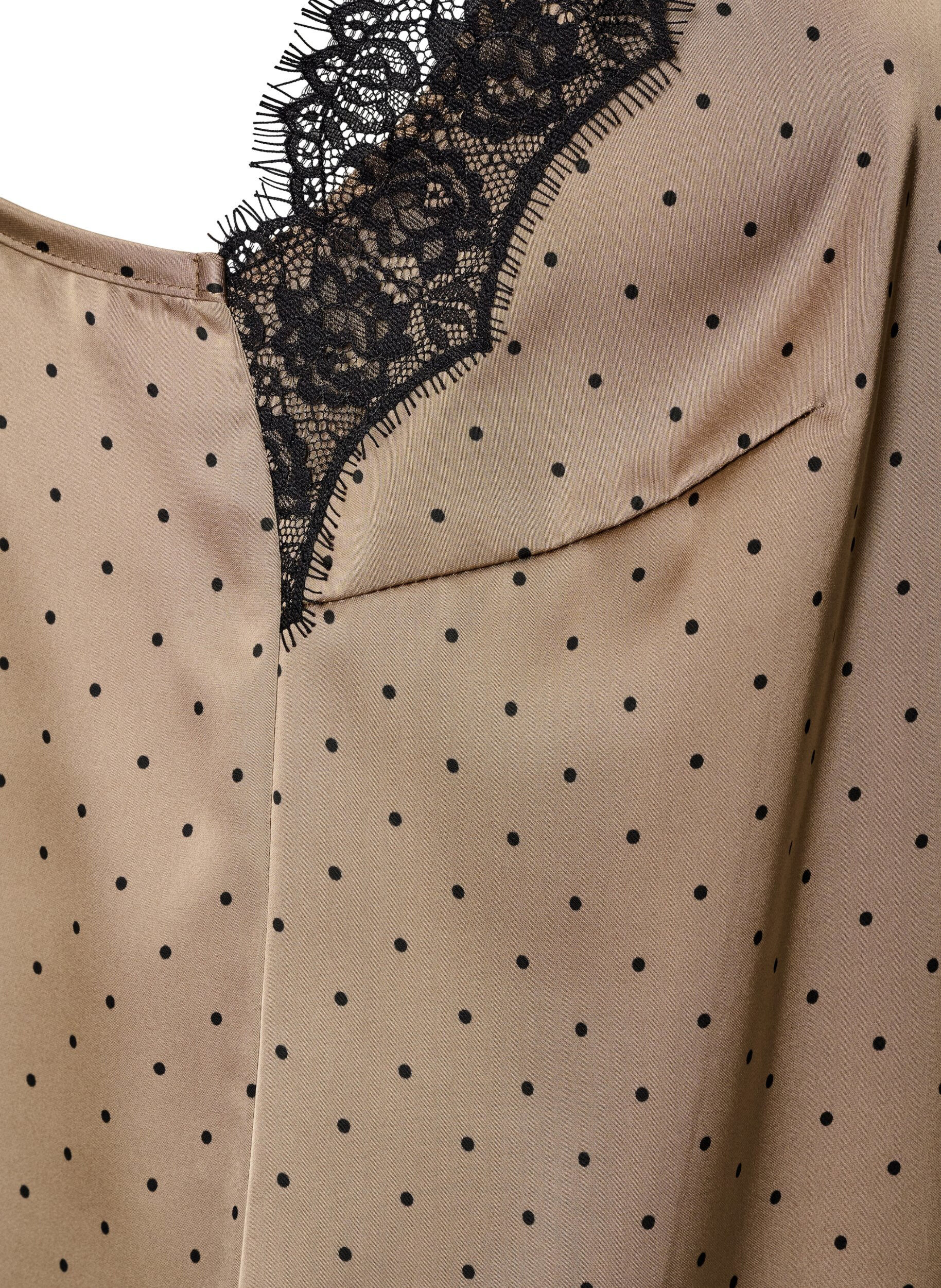 ZizziTop &agrave; fines bretelles avec dentelle et ourlet asym&eacute;trique, Beige, Packshot image number 3