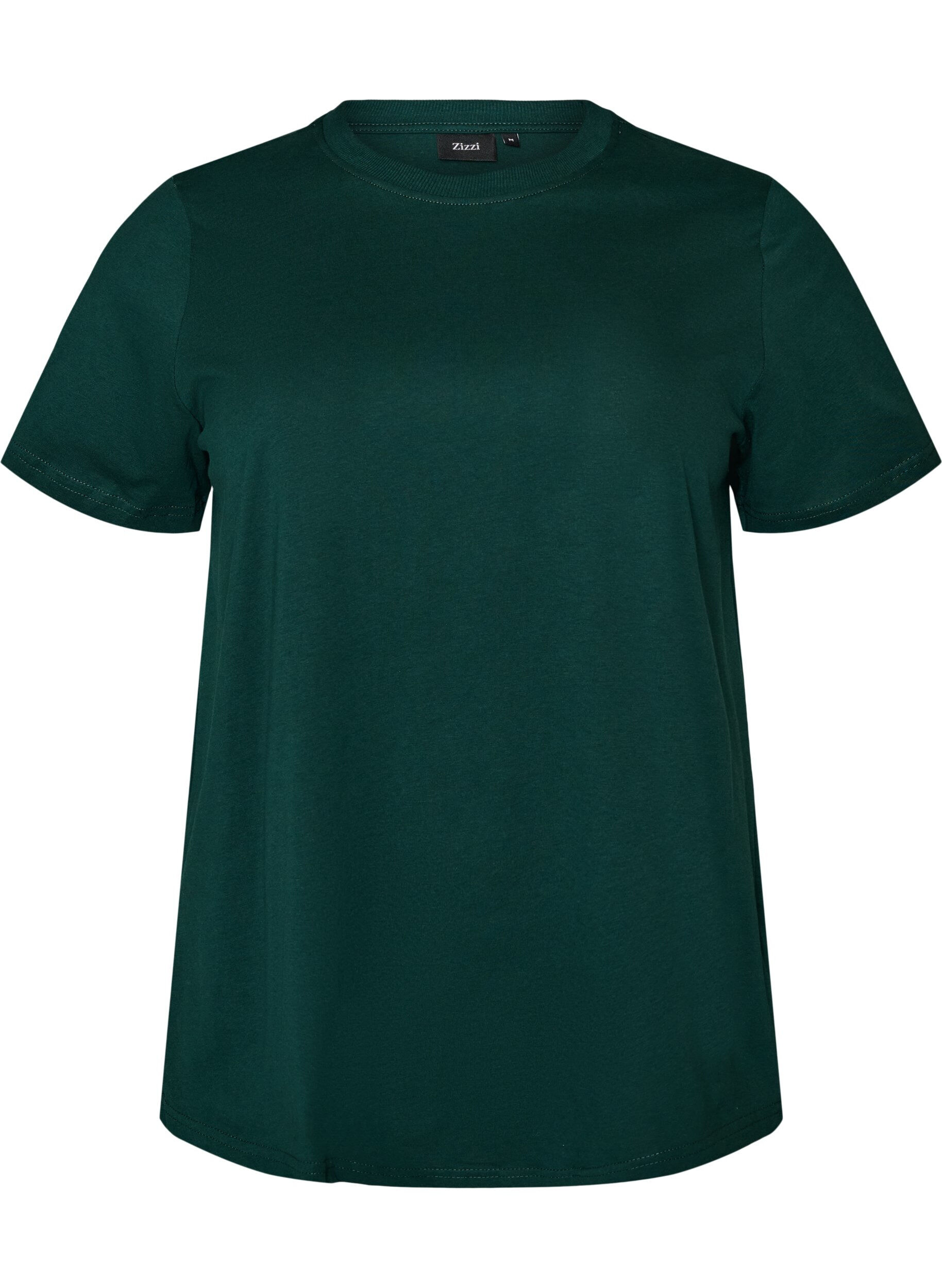ZizziBasic T-Shirt aus Baumwolle mit Rundhalsausschnitt, Gr&uuml;n, Packshot image number 0