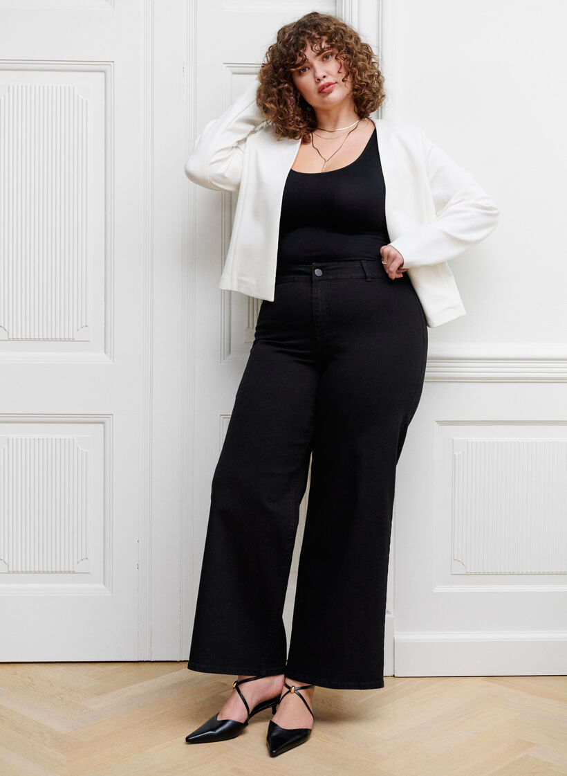 Jeans mit hoher Taille und weitem Bein, Schwarz, Image image number 0