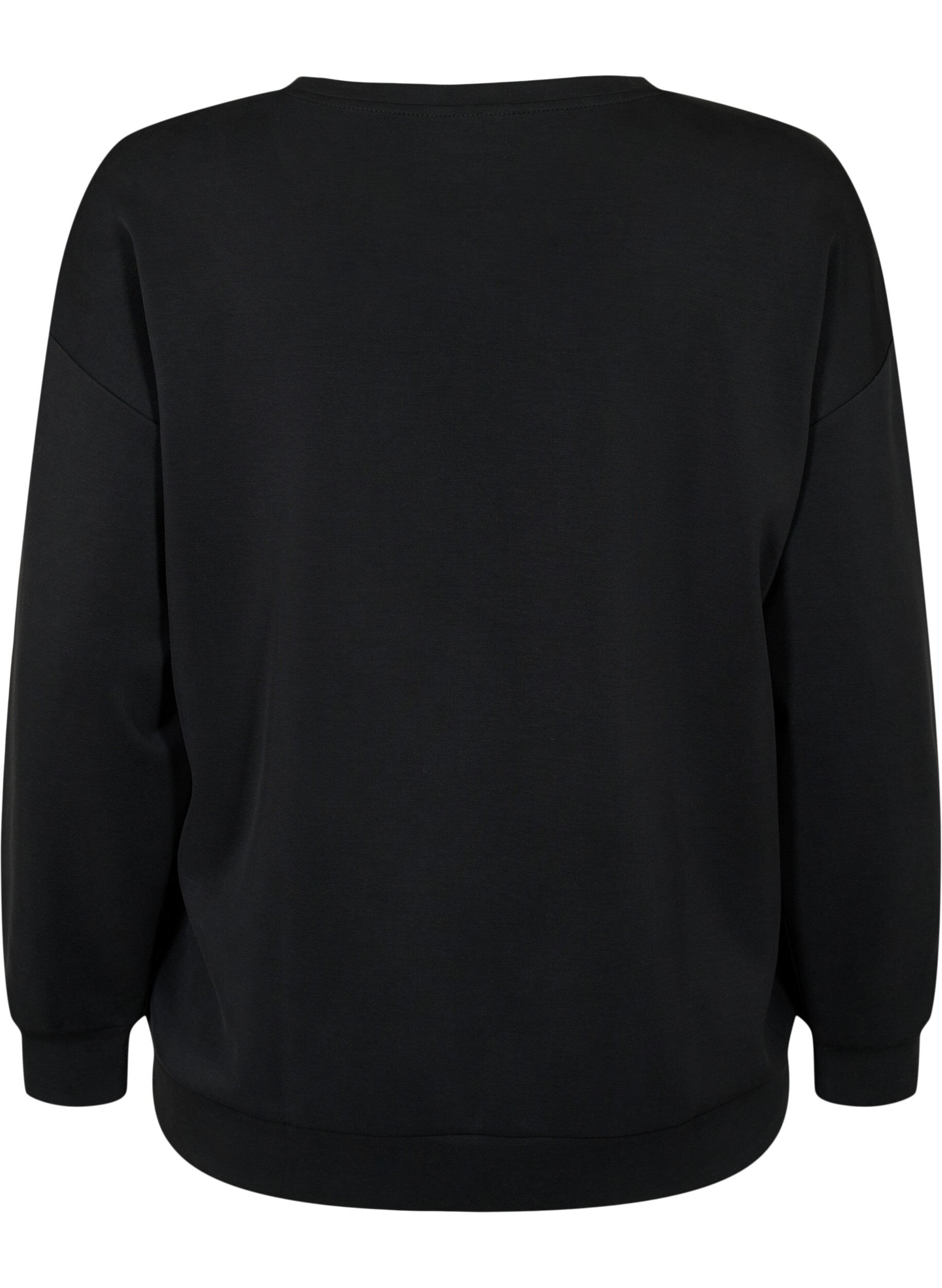 Zizzi Sweat-shirt avec impression de texte, Black, Packshot image number 1