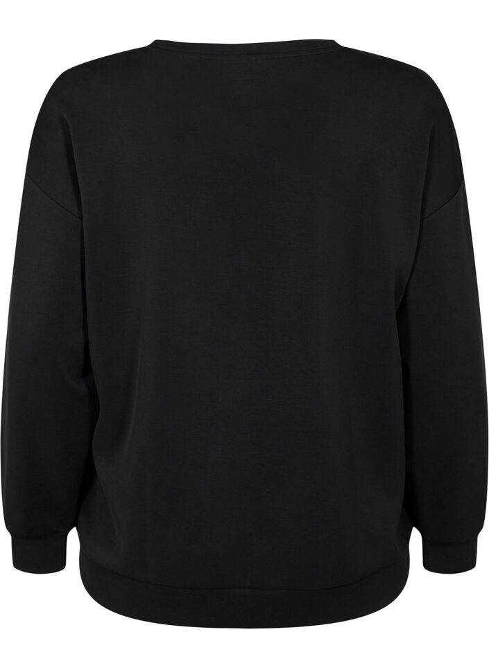 Sweatshirt mit Textdruck, Black, Packshot image number 1