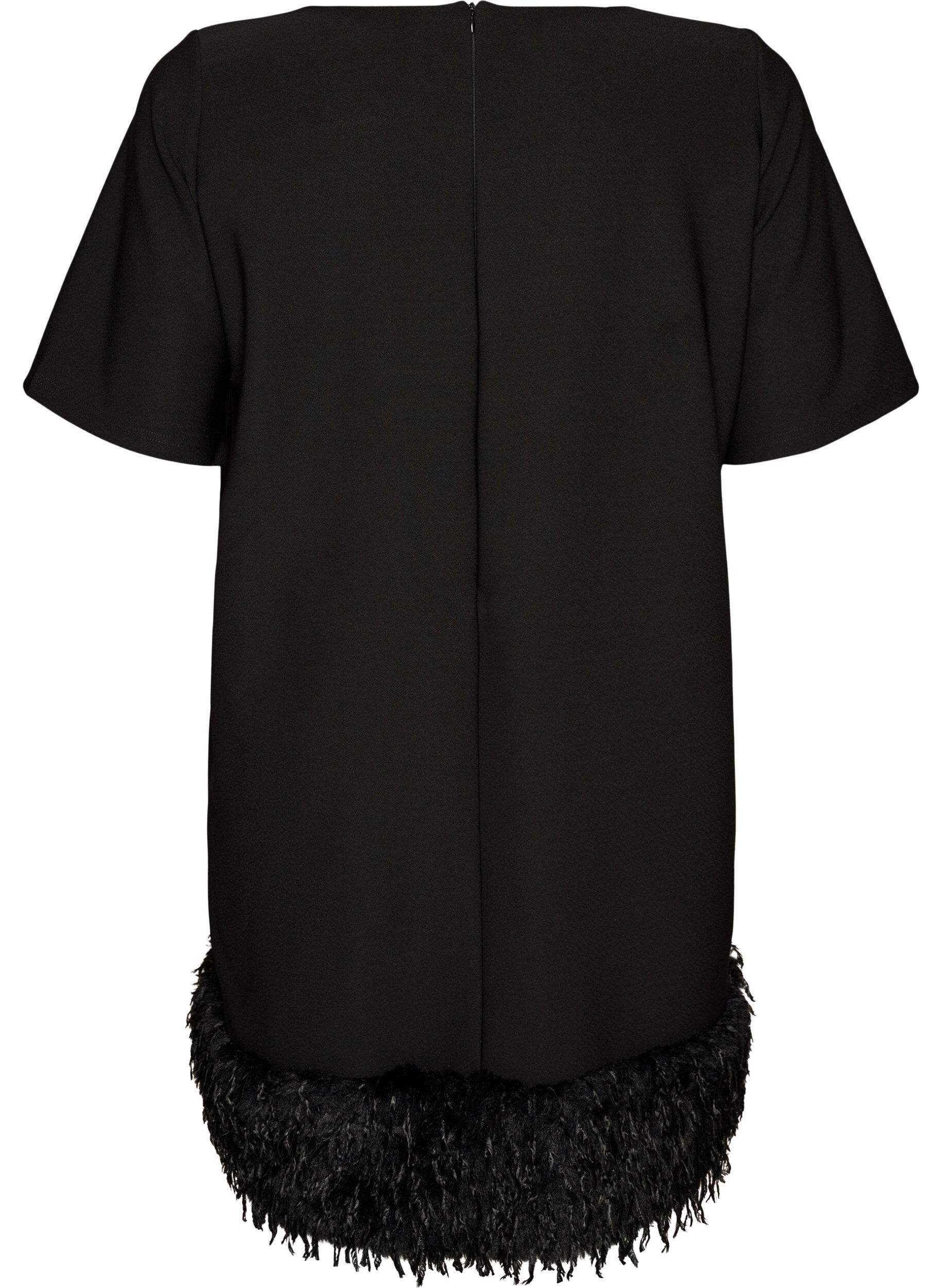 ZizziRobe courte en jersey avec finitions en plumes, Noir, Packshot image number 1