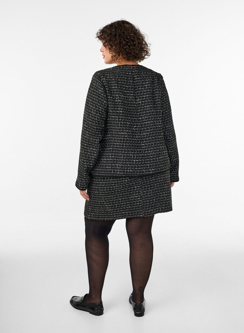 Jupe courte en boucl&eacute;, Noir, Model image number 2