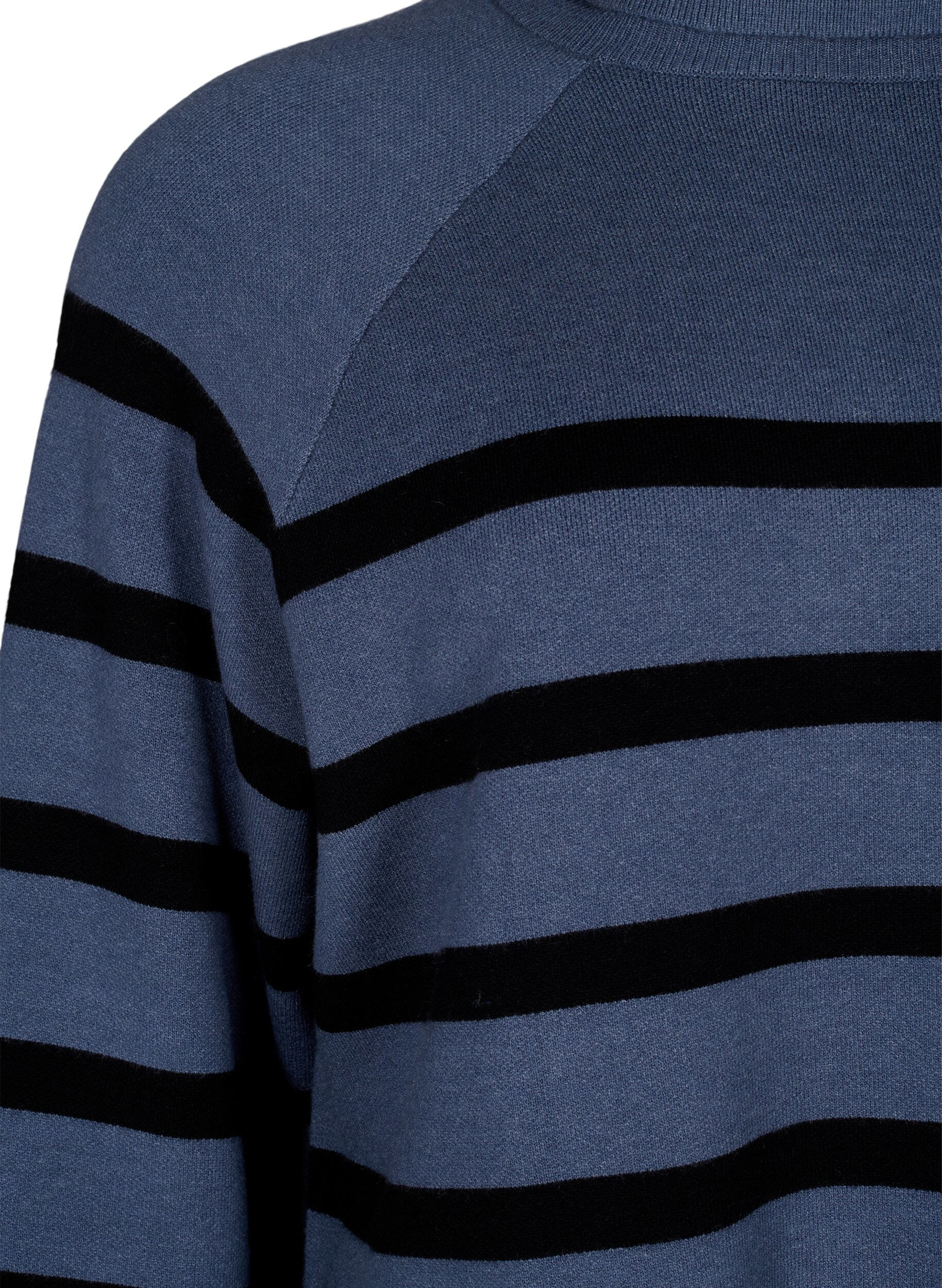 Zizzi Gestreifter Strickpullover mit Rollkragen, B.Sea w.BlackStripes, Packshot image number 2