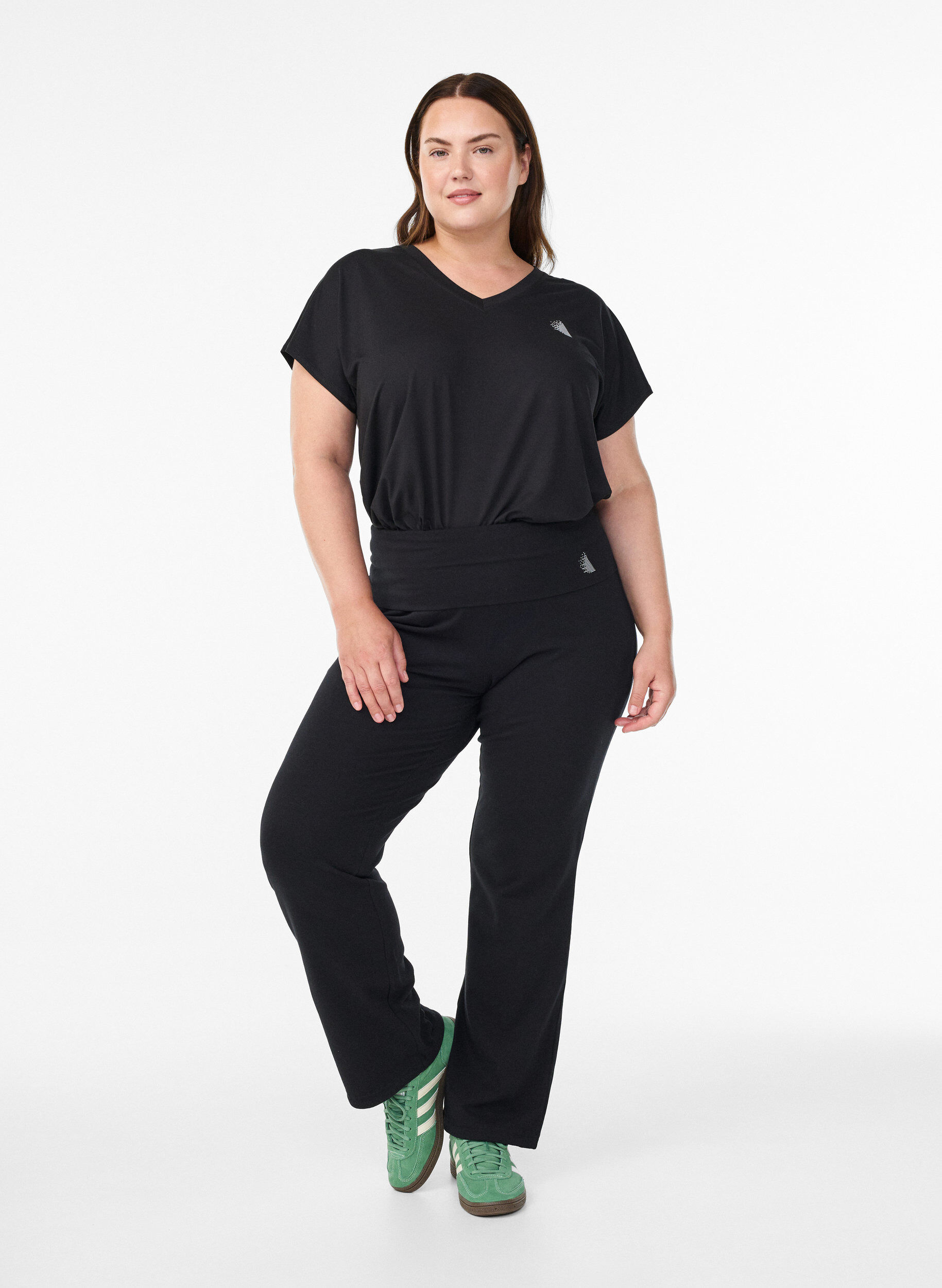 Zizzi Pantalon de sport en coton, Noir, Model image number 1