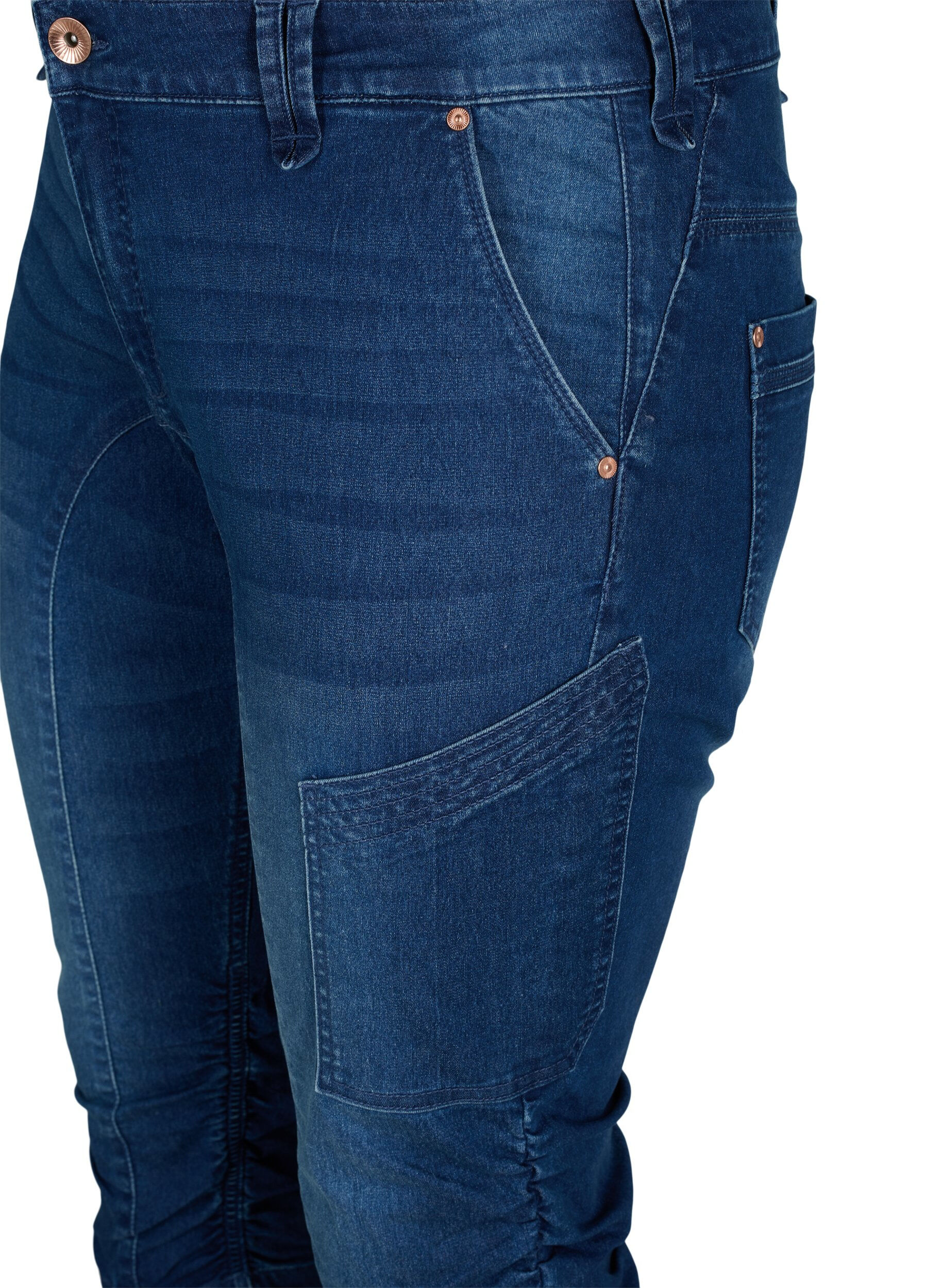 Zizzi Slim Fit Caprijeans mit Taschen, Blau, Packshot image number 2