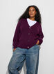 Strickjacke mit V-Ausschnitt und Rippstruktur, Lila, Model image number 0