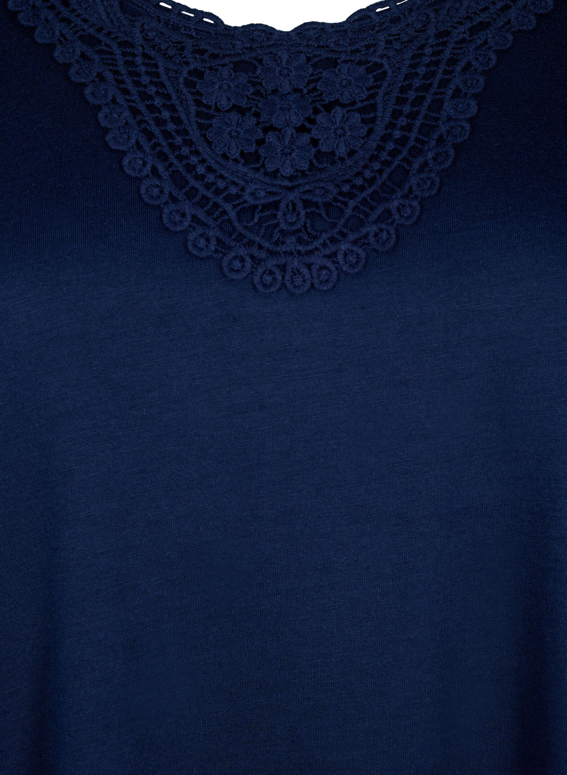Zizzi &Auml;rmelloses Top mit Spitze, Navy Blazer, Packshot image number 2