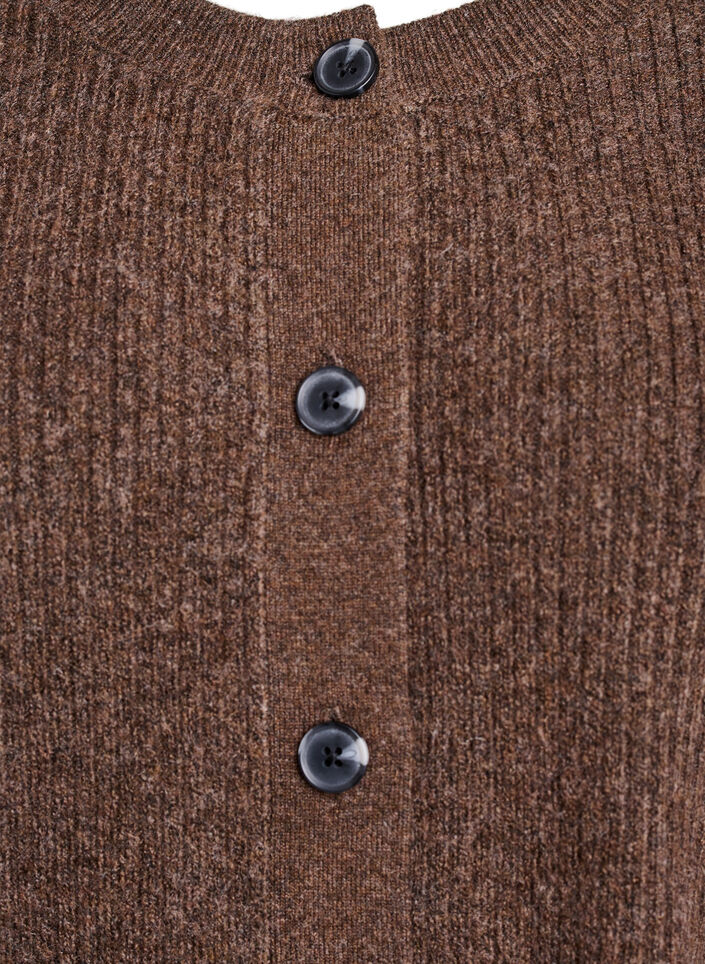 Rippenstrick Strickjacke mit Kn&ouml;pfen, Braun, Packshot image number 2