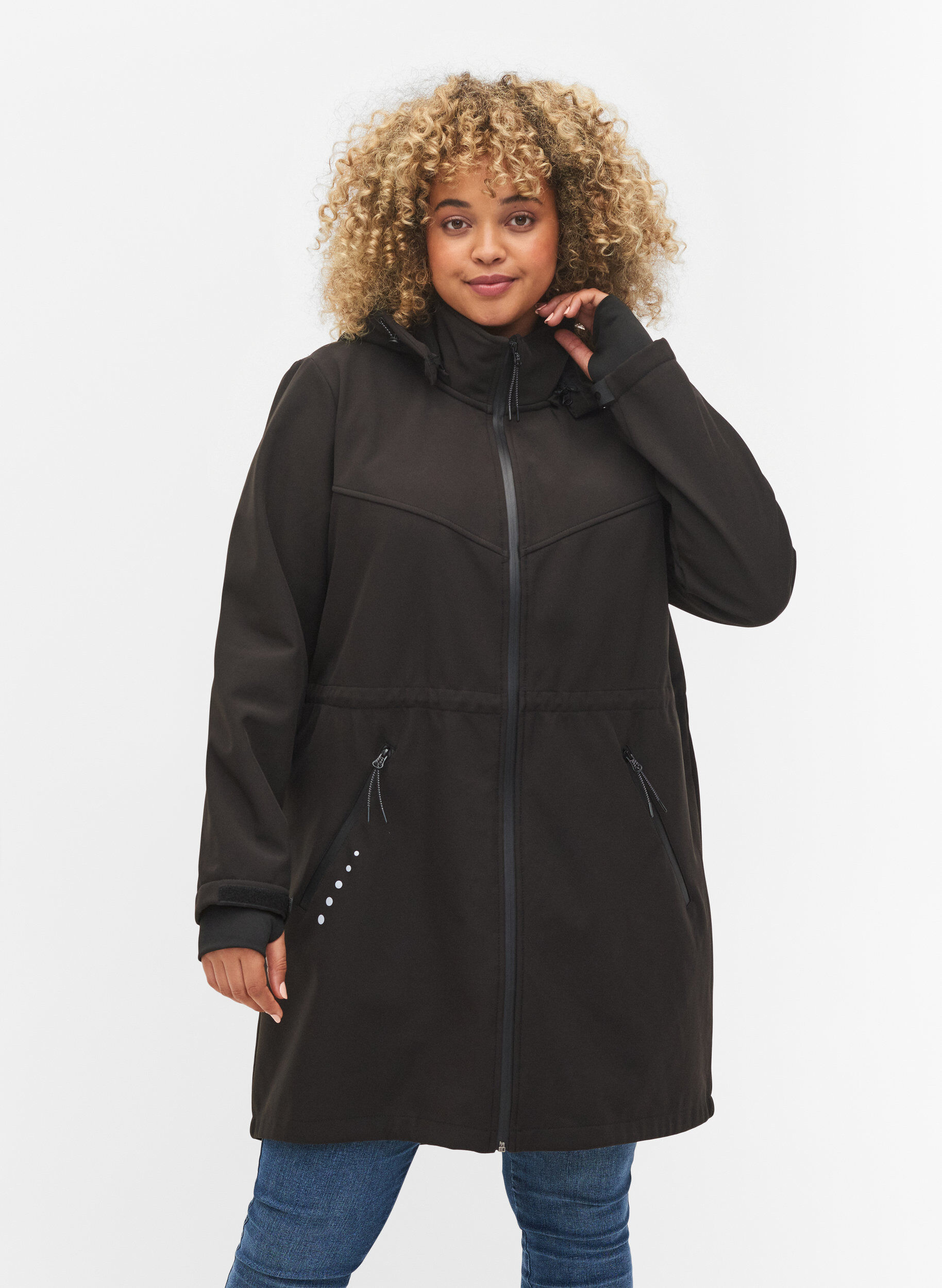 Zizzi Softshell-Jacke mit Fleece, Black Solid, Model image number 0