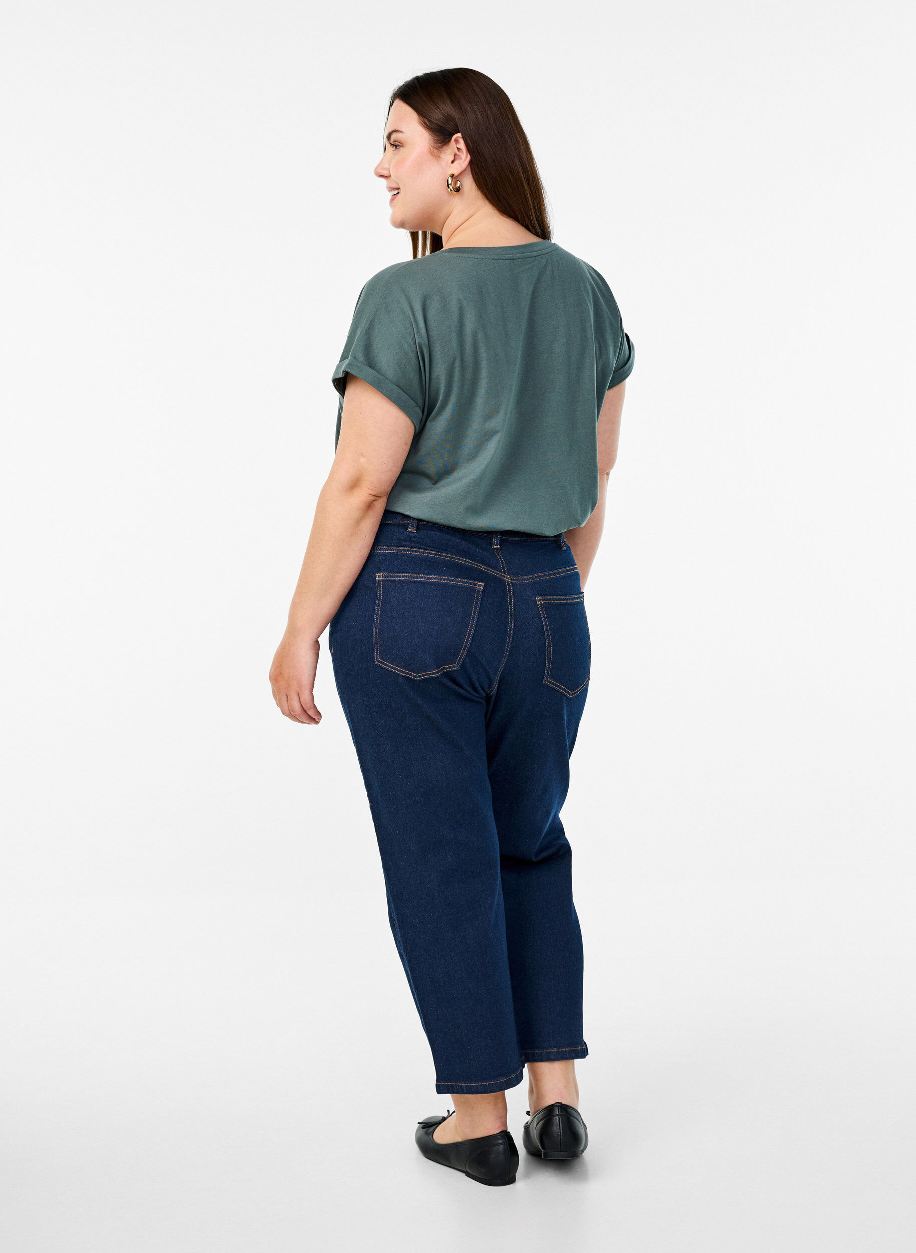 ZizziVera jeans cropped &agrave; coupe droite, Bleu, Model image number 1