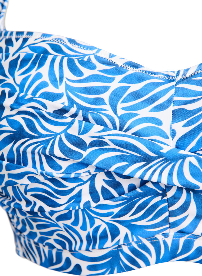 Wattierter Bikini-Oberteil mit Print, Blau, Packshot image number 2