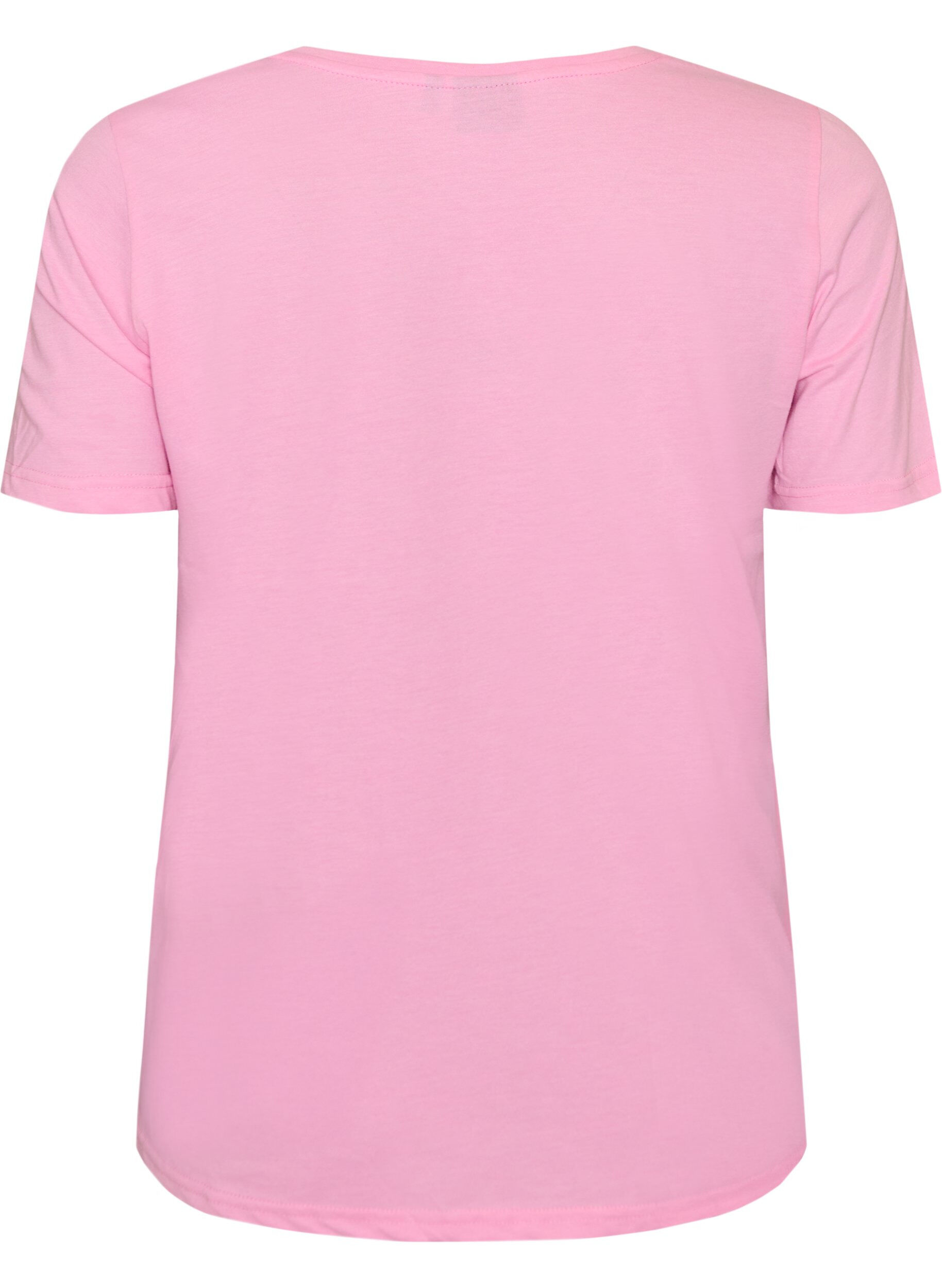 Zizzi T-shirt col V, Rose, Packshot image number 1