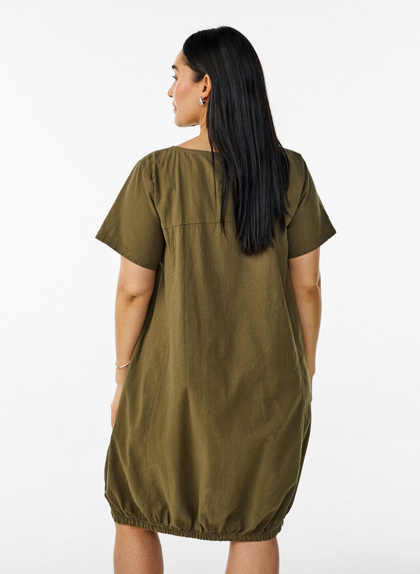 Robe en coton &agrave; manches courtes, Vert, Model image number 2