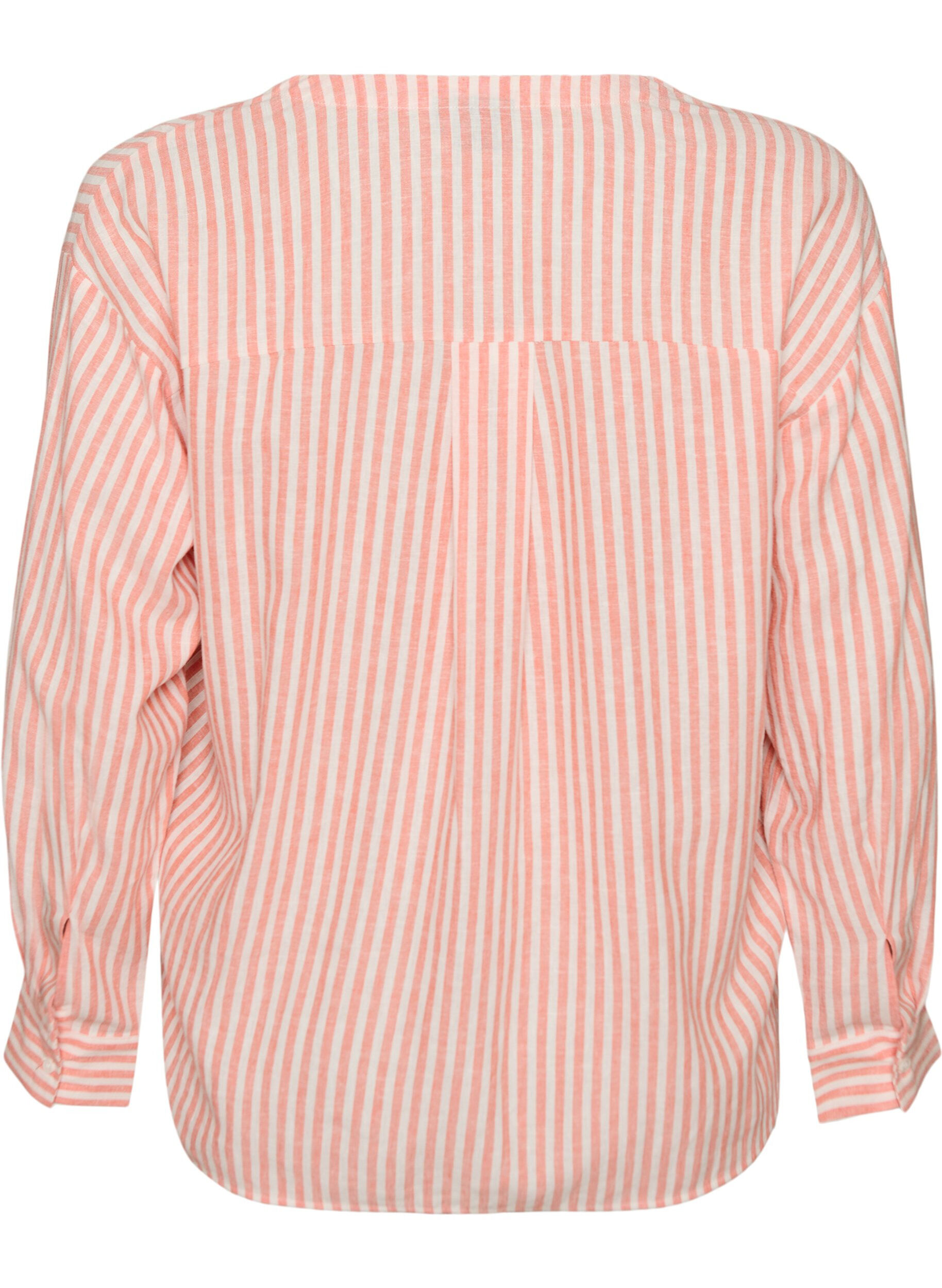 Zizzi Blouse en lin et viscose avec col en V, Corail, Packshot image number 1