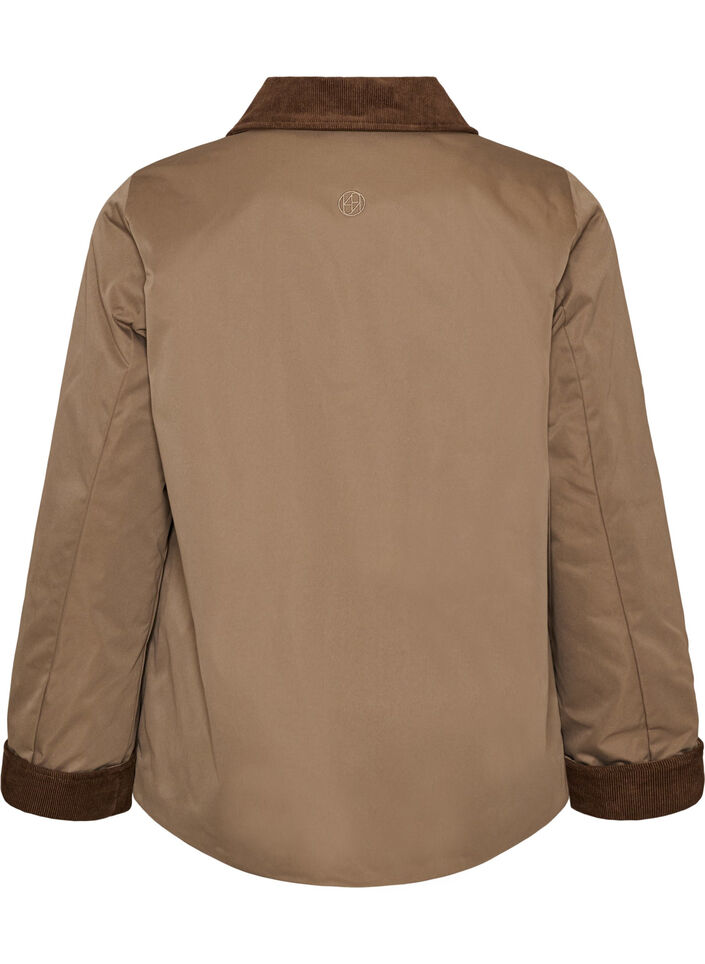 Veste l&eacute;g&egrave;rement matelass&eacute;e avec col en velours c&ocirc;tel&eacute;, Marron, Packshot image number 1