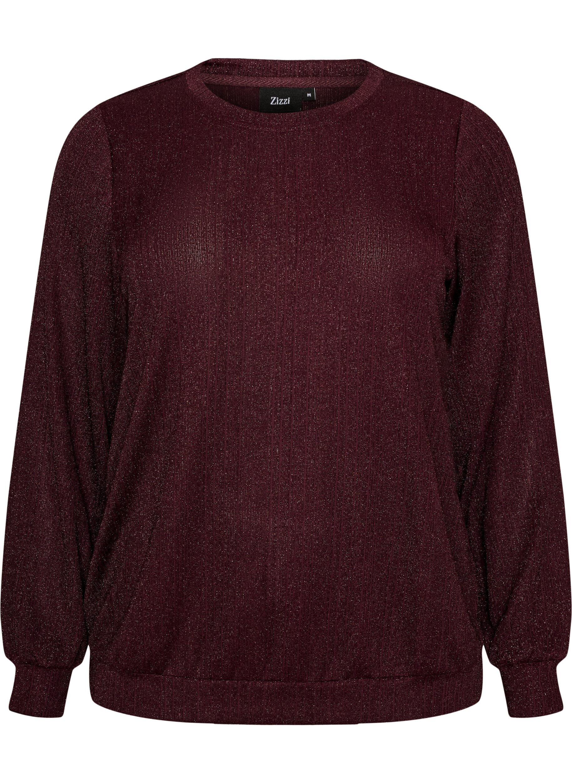 ZizziBlouse avec texture verticale et fils scintillants, Bordeaux, Packshot image number 0