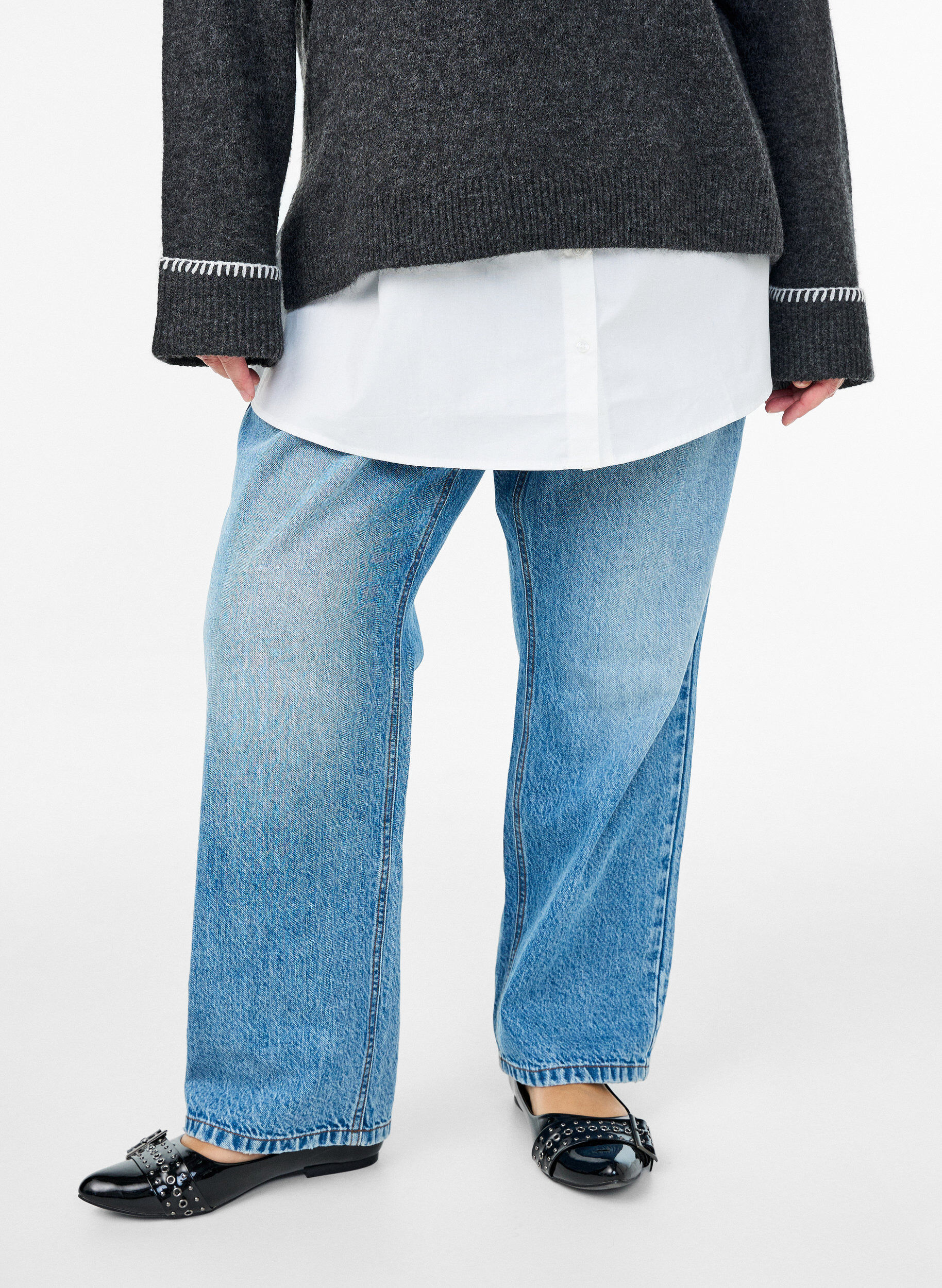 Zizzi Hemdverl&auml;ngerung aus 100% Baumwolle, Wei&szlig;, Model image number 0