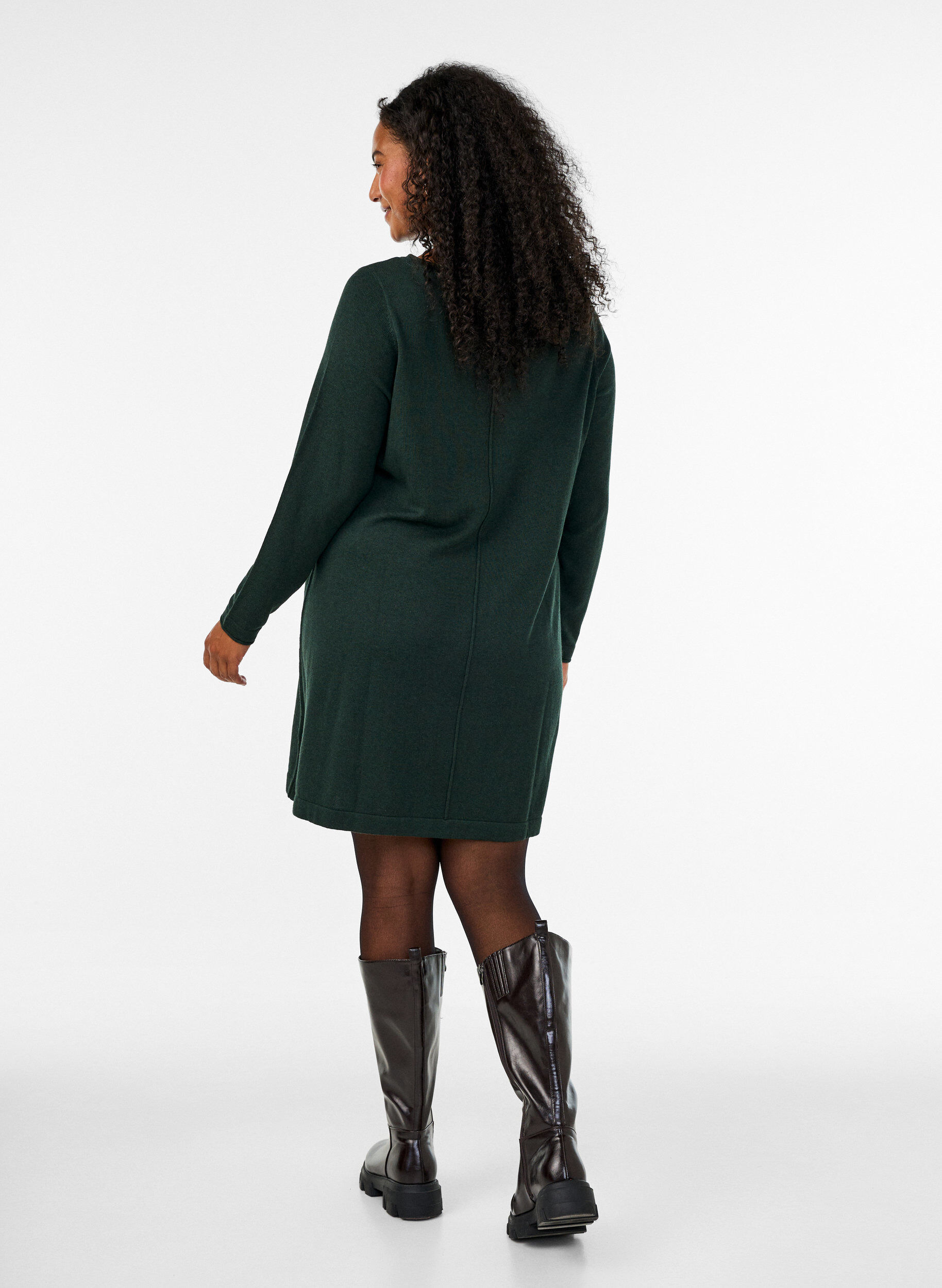 ZizziRobes tricot&eacute;es en m&eacute;lange coton-viscose, Vert, Model image number 2