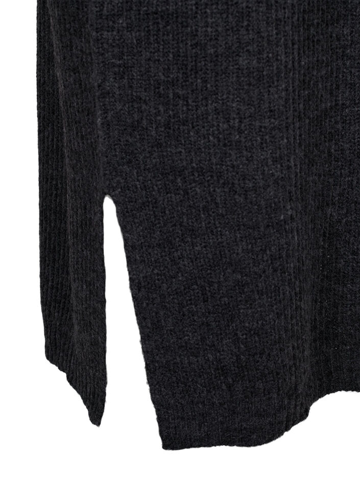 Langes, &uuml;bergro&szlig;es Strickkleid mit Schlitz, Grau, Packshot image number 3