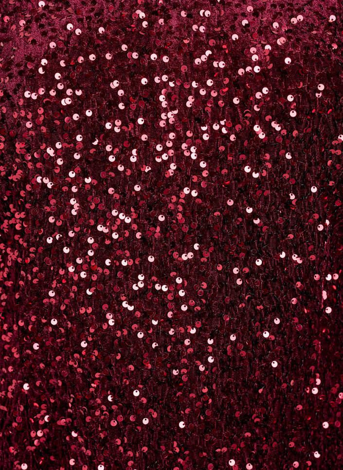 Robe courte &eacute;vas&eacute;e &agrave; sequins, Rouge, Packshot image number 2