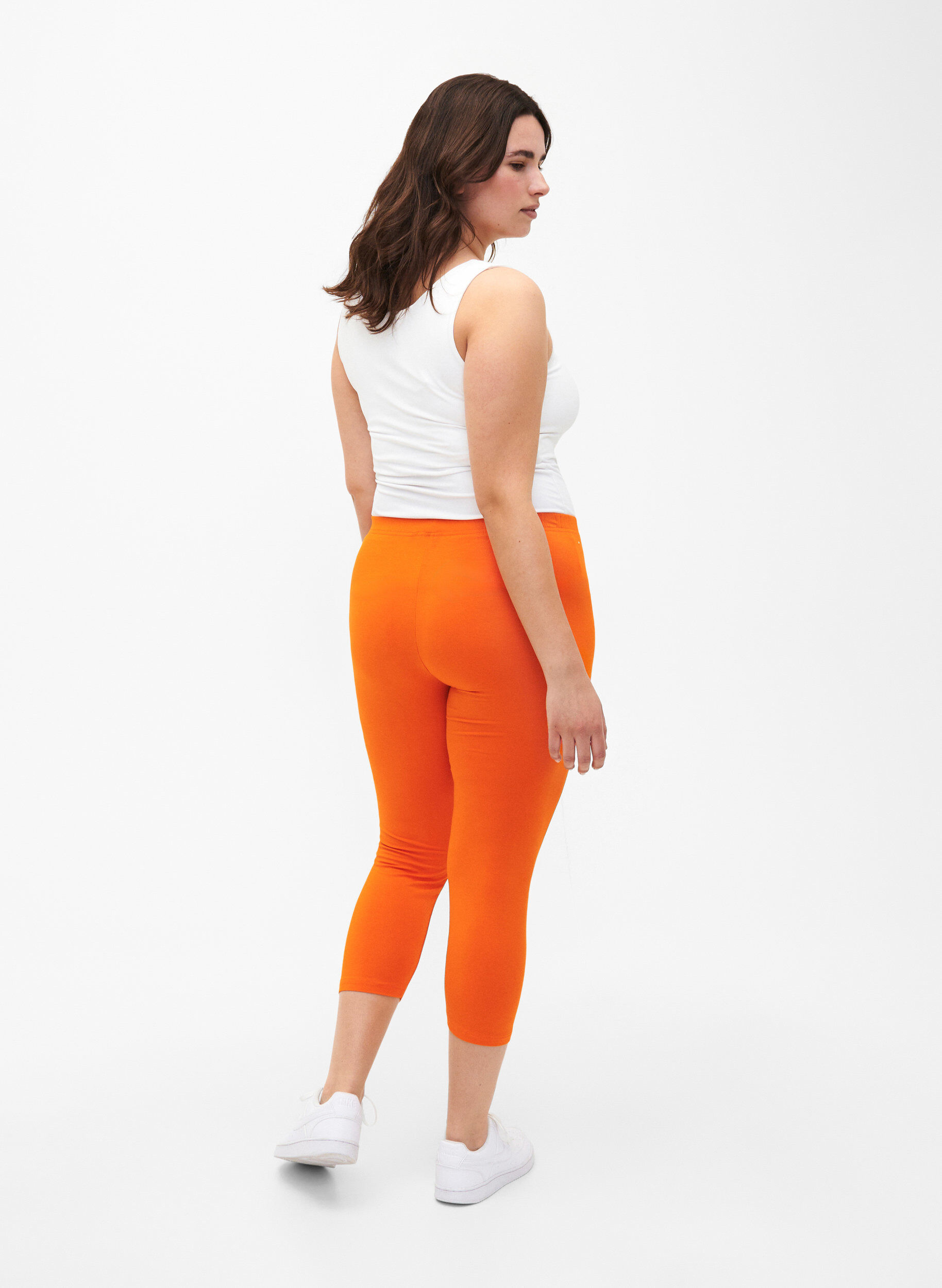 Zizzi Basic 3/4-Leggings aus Viskose, Orange, Model image number 2