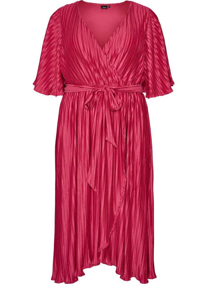 Robe midi pliss&eacute;e avec manches chauve-souris, Rose, Packshot image number 0
