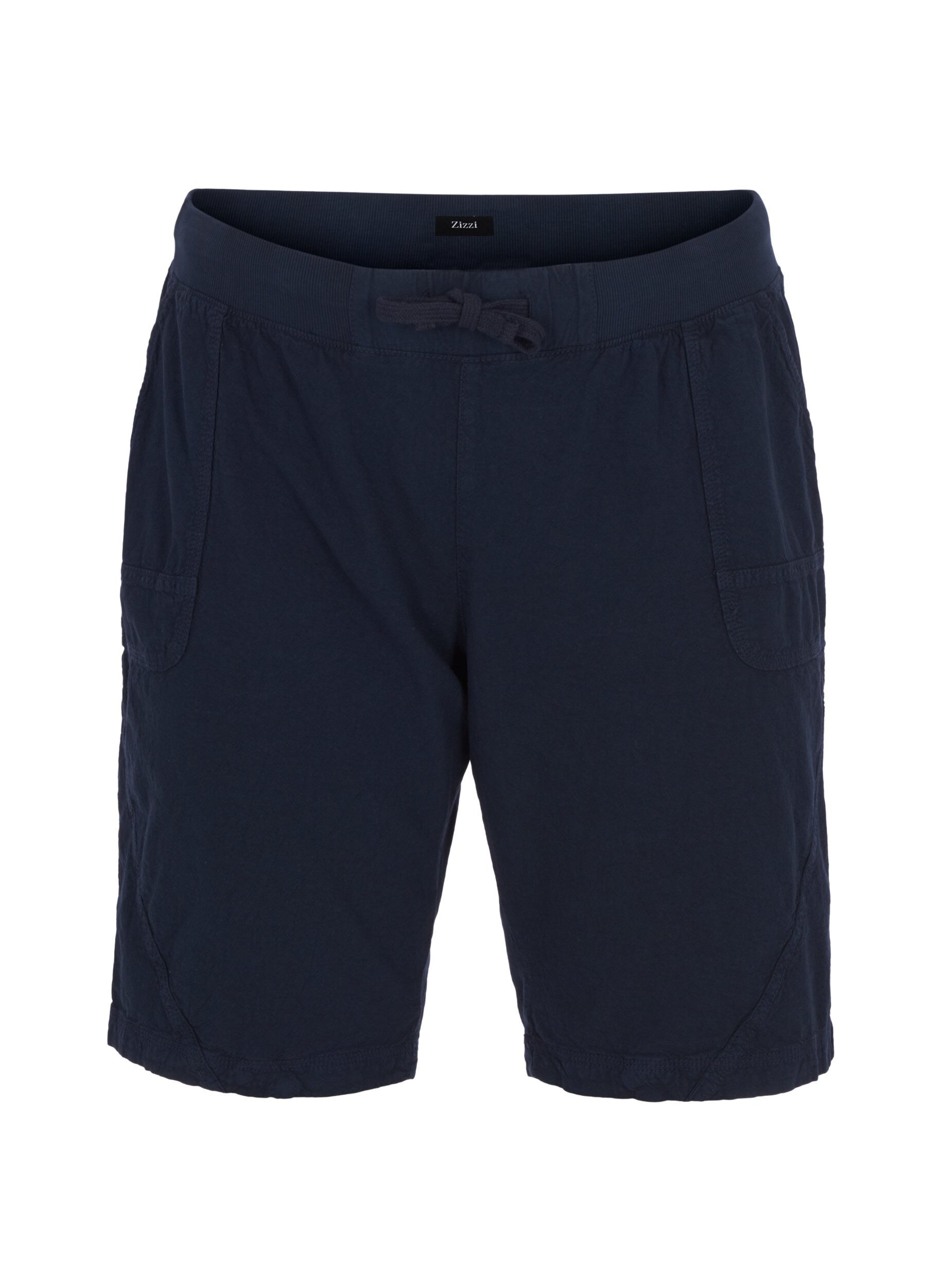 Zizzi Lockere Shorts aus Baumwolle mit Taschen, Blau, Packshot image number 0