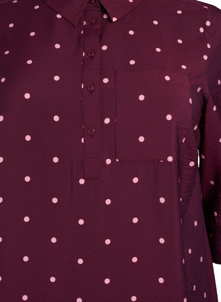 Robe courte avec col et poche poitrine, Bordeaux, Packshot image number 2