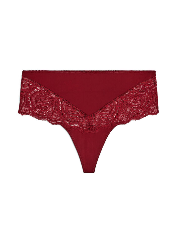 Hoch taillierter Hipster-String mit Spitze, Rot, Packshot image number 0