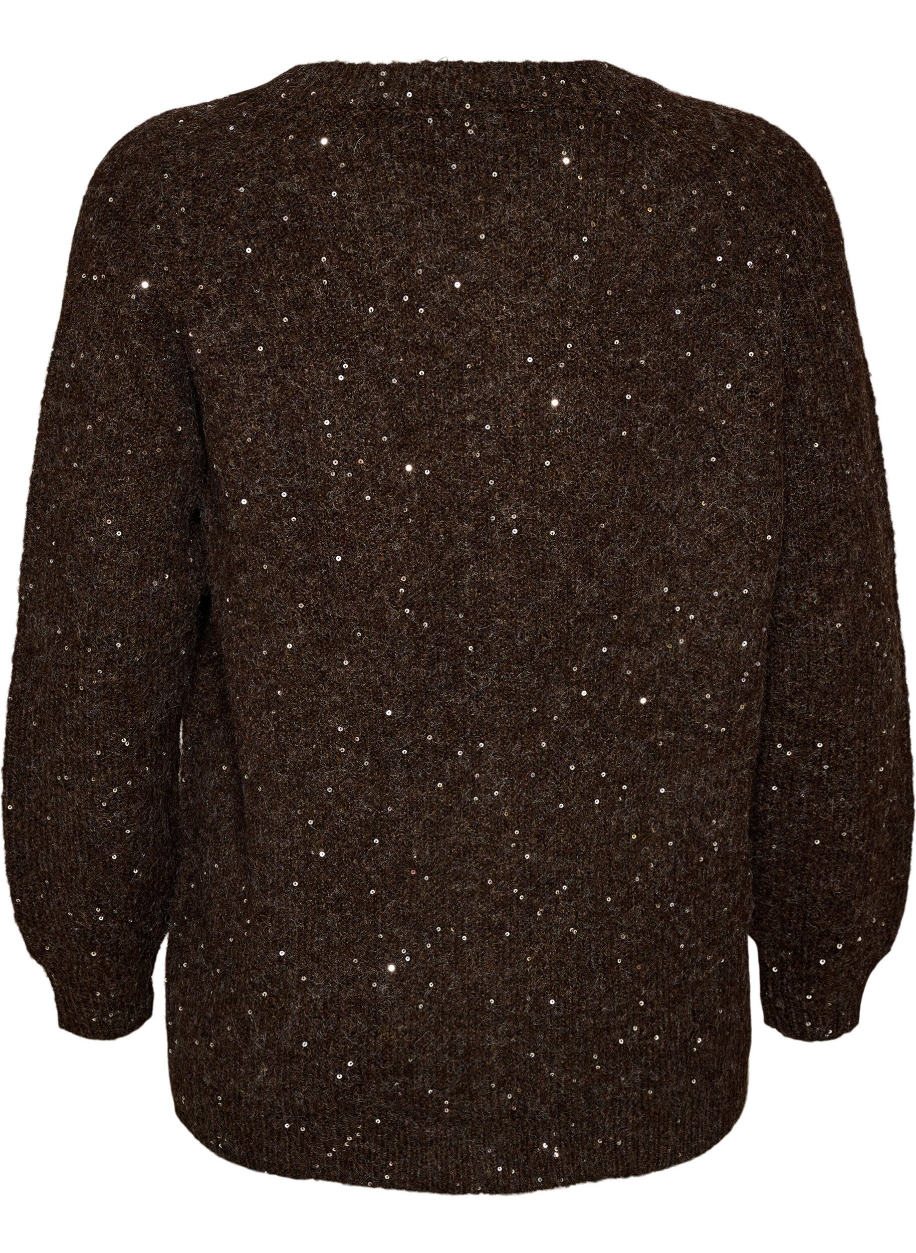 ZizziCardigan avec sequins et boutons, Marron, Packshot image number 1
