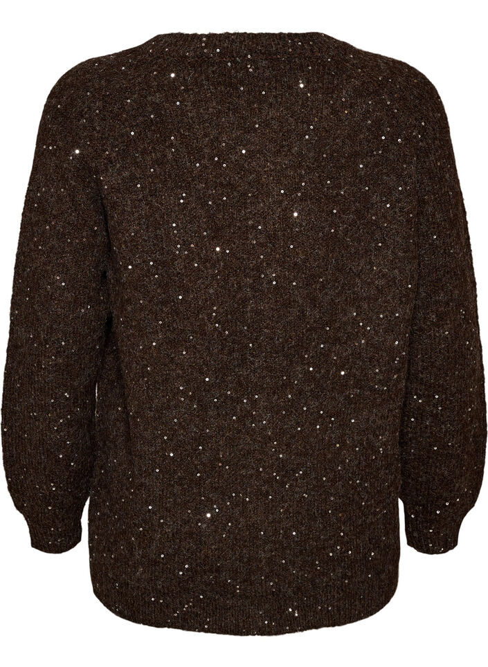 Cardigan avec sequins et boutons, Marron, Packshot image number 1