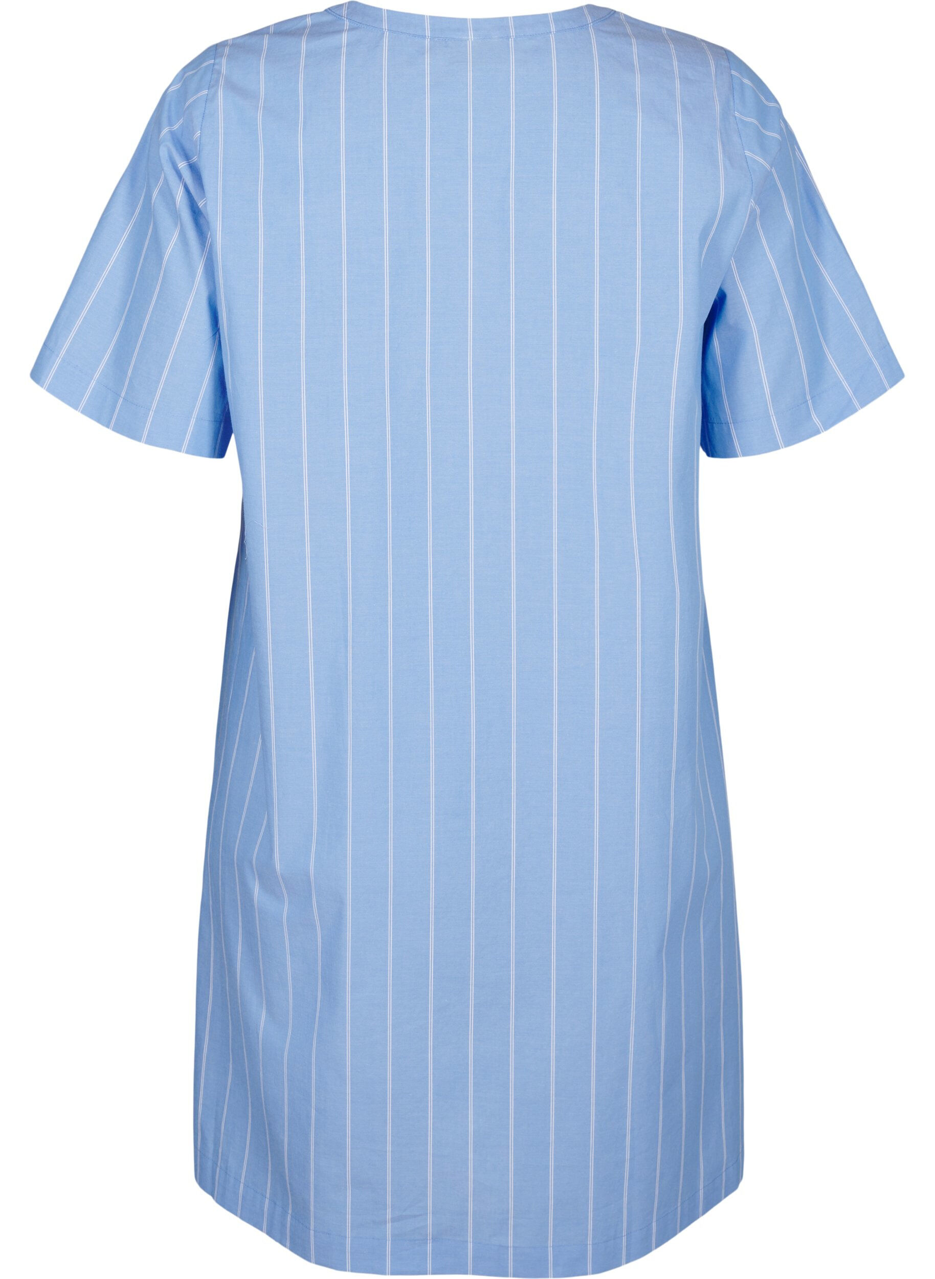 Zizzi Robe ray&eacute;e en coton biologique, Blue Stripe, Packshot image number 1