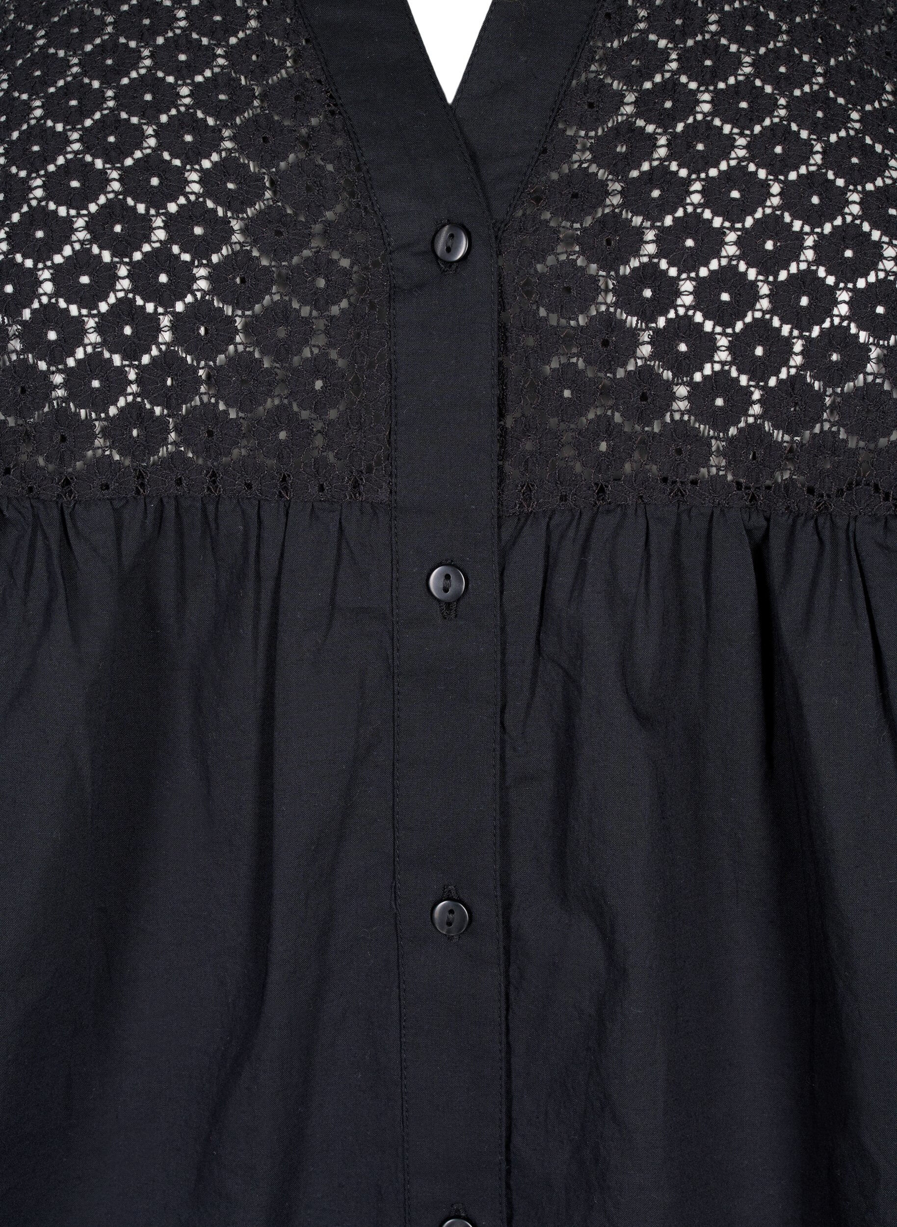 Zizzi FLASH &ndash; Chemise avec d&eacute;tails en crochet, Black, Packshot image number 2
