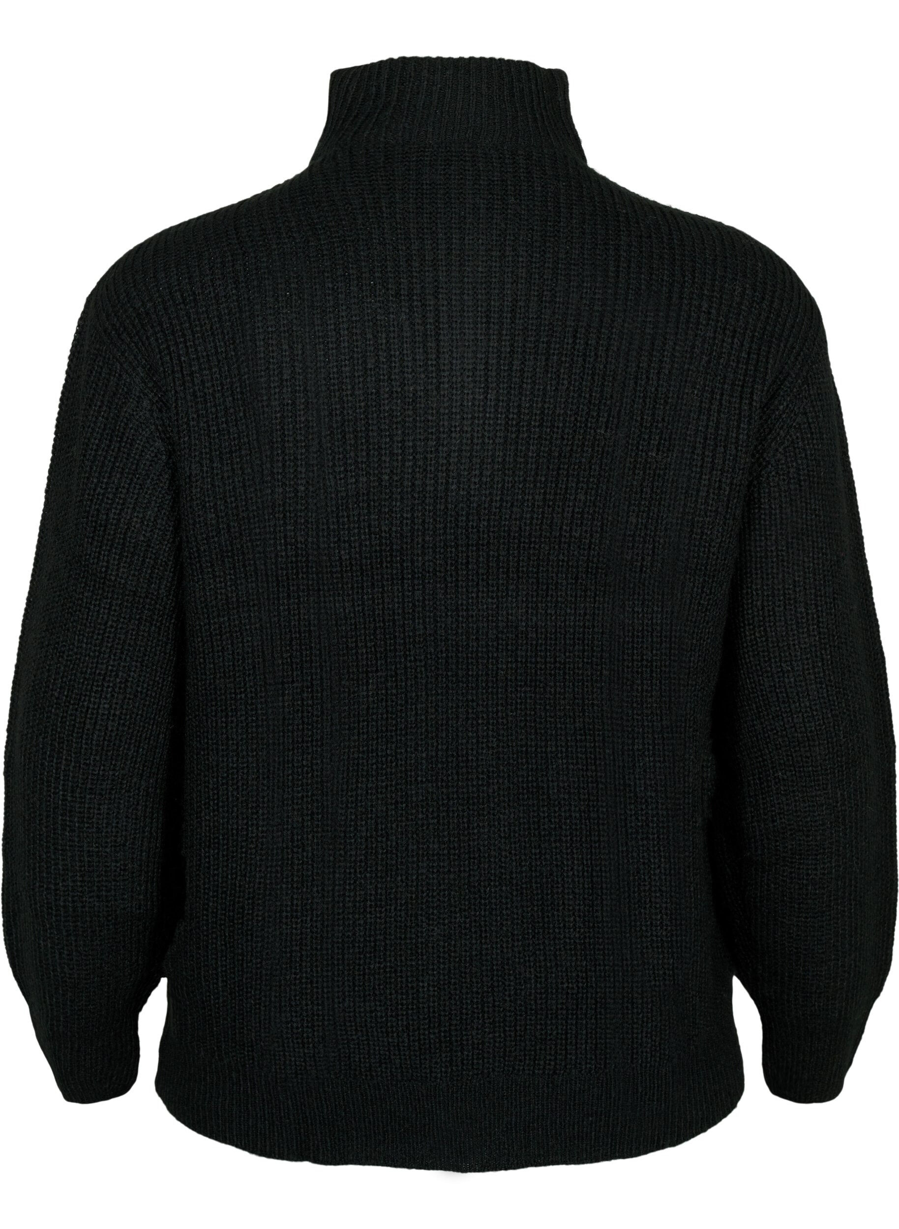 ZizziPull en tricot avec col haut et fermeture &eacute;clair, Noir, Packshot image number 1