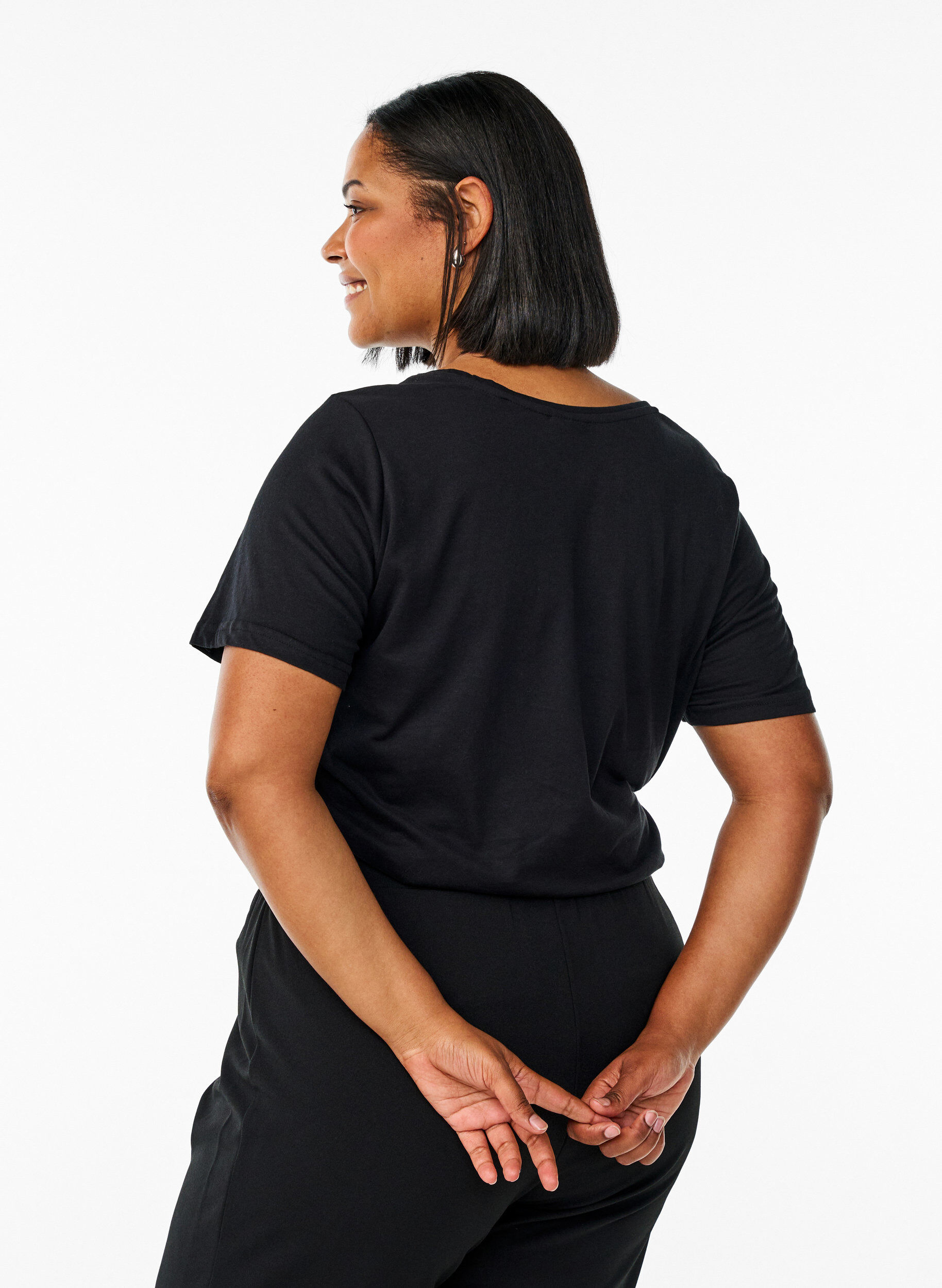 Zizzi FLASH - T-Shirt mit Print, Schwarz, Model image number 2