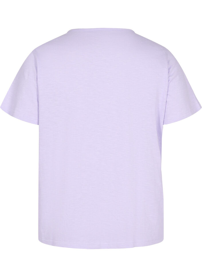 T-shirt en coton avec ruban en dentelle, Lavender, Packshot image number 1