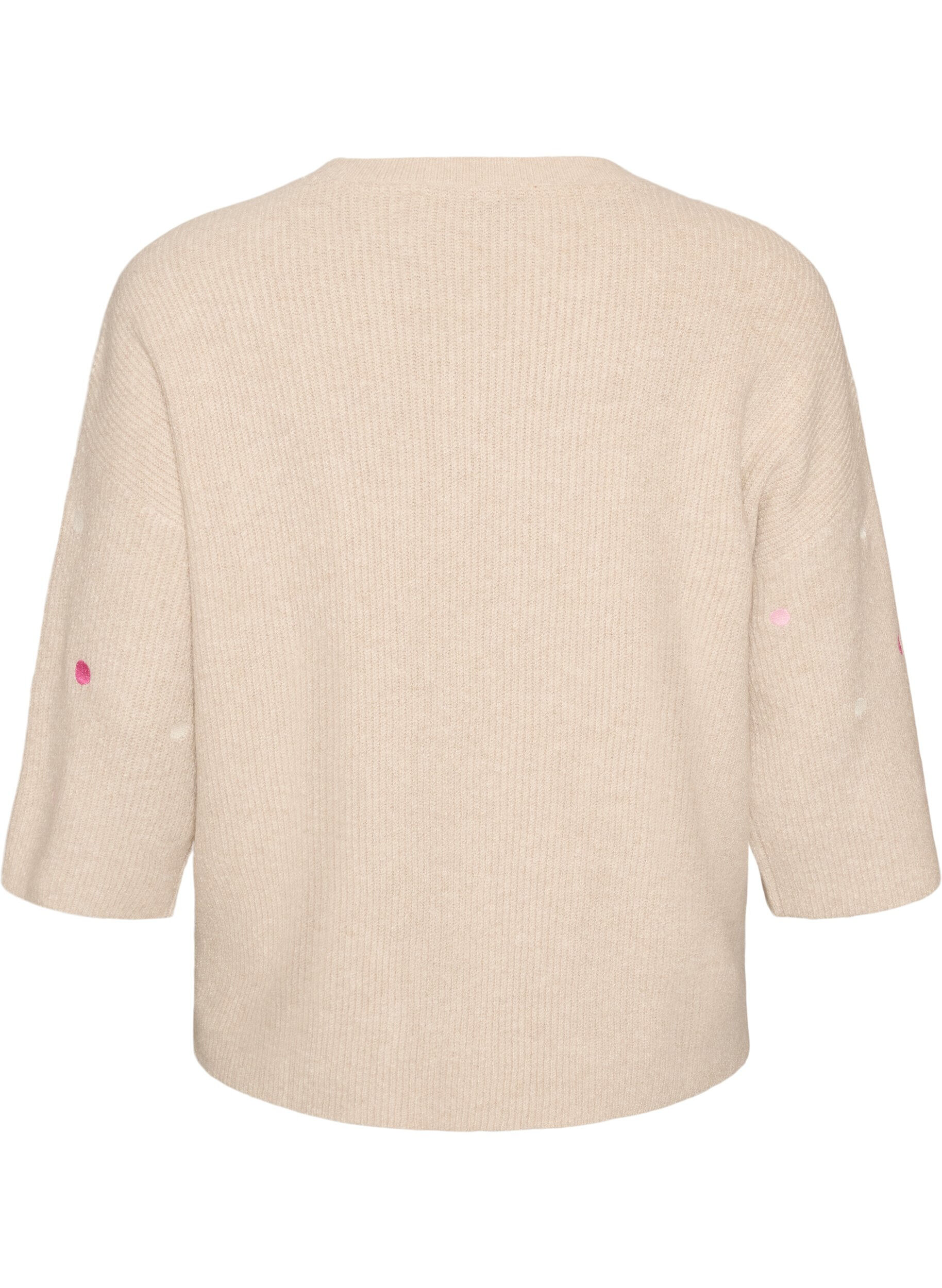 ZizziBlouse en maille avec de petits motifs brod&eacute;s, Beige, Packshot image number 1