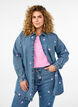 Chemise ample en jean avec cœurs brodés, Light Blue Heart, Model image number 0