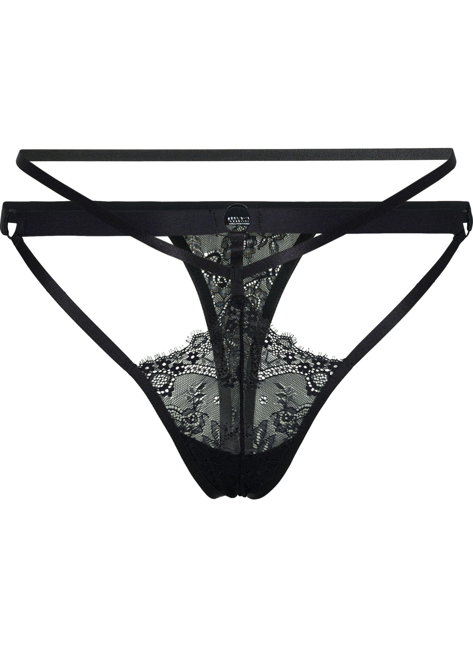 Zizzi String avec ficelle et dentelle, Black, Packshot image number 0
