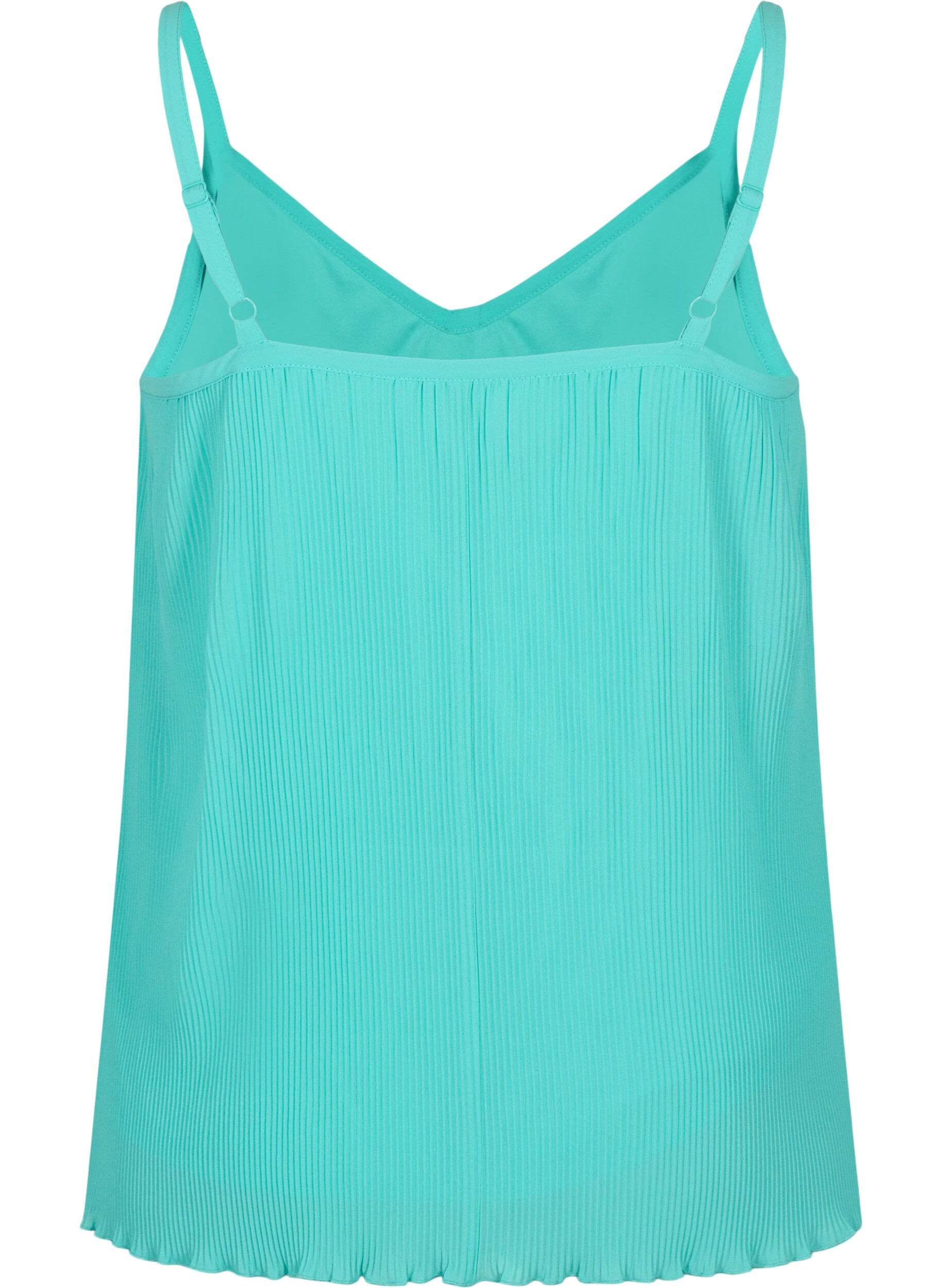 Zizzi Plissiertes &auml;rmelloses Top, Turquoise, Packshot image number 1