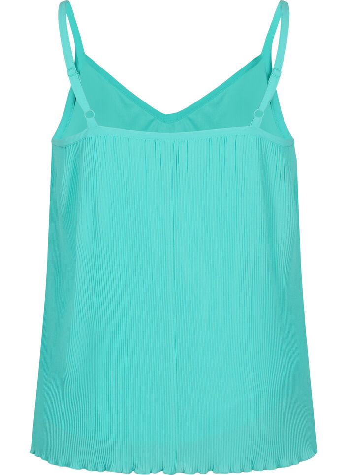 Plissiertes &auml;rmelloses Top, Turquoise, Packshot image number 1