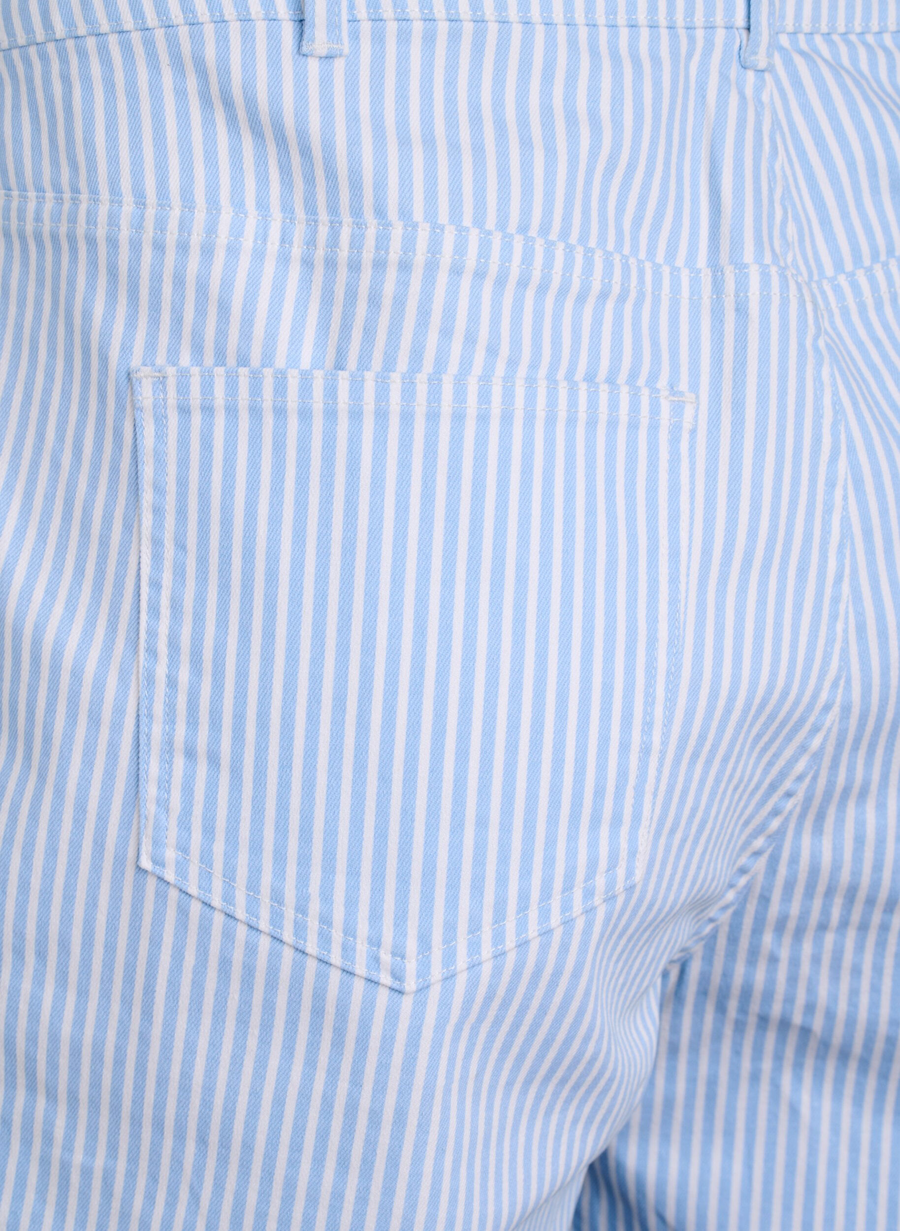 Zizzi Bermuda-Shorts mit hohem Bund und Streifenmuster, Blau, Packshot image number 3