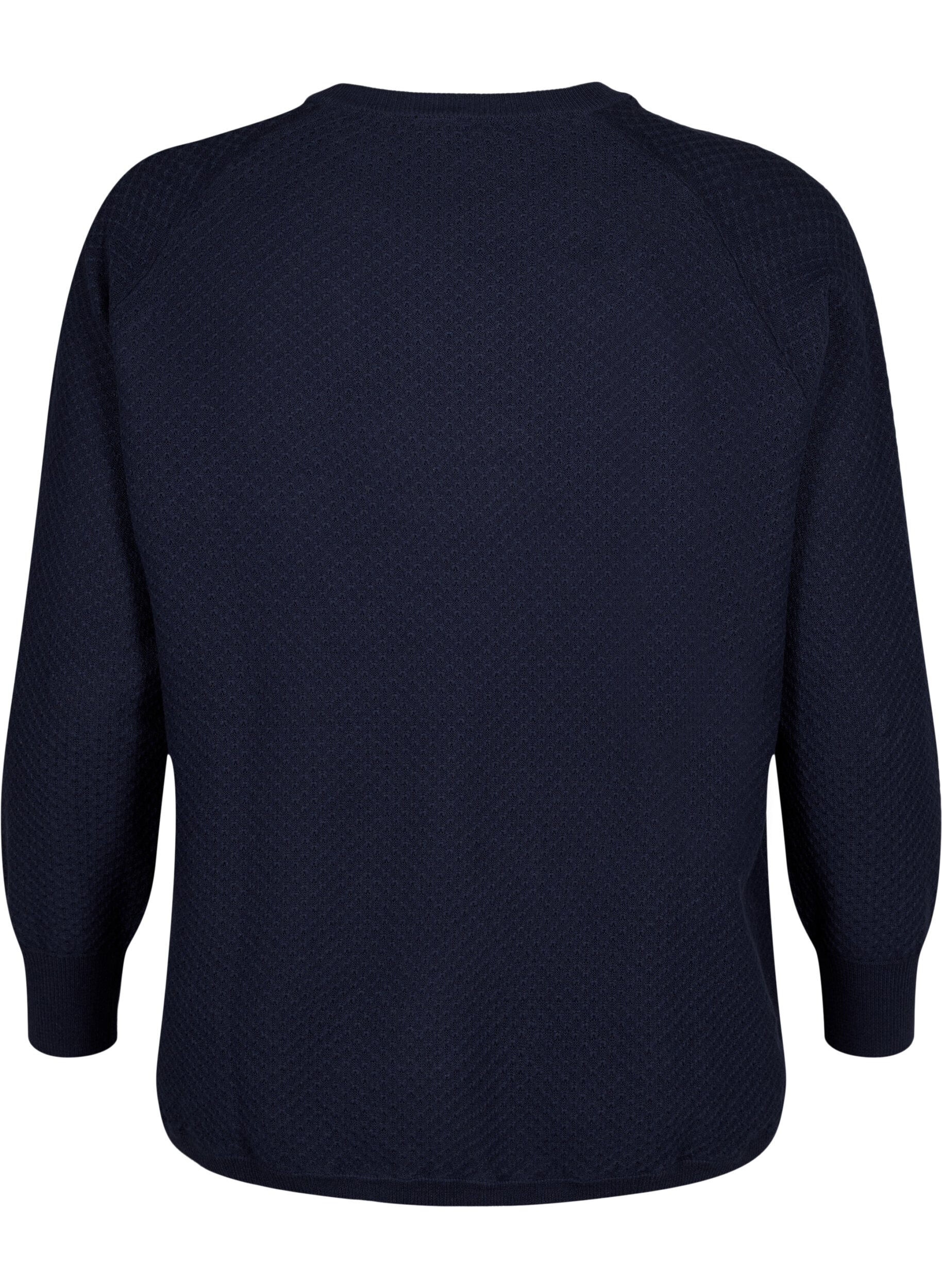 Zizzi Pullover aus Bio-Baumwolle mit Strukturmuster, Navy Blazer, Packshot image number 1