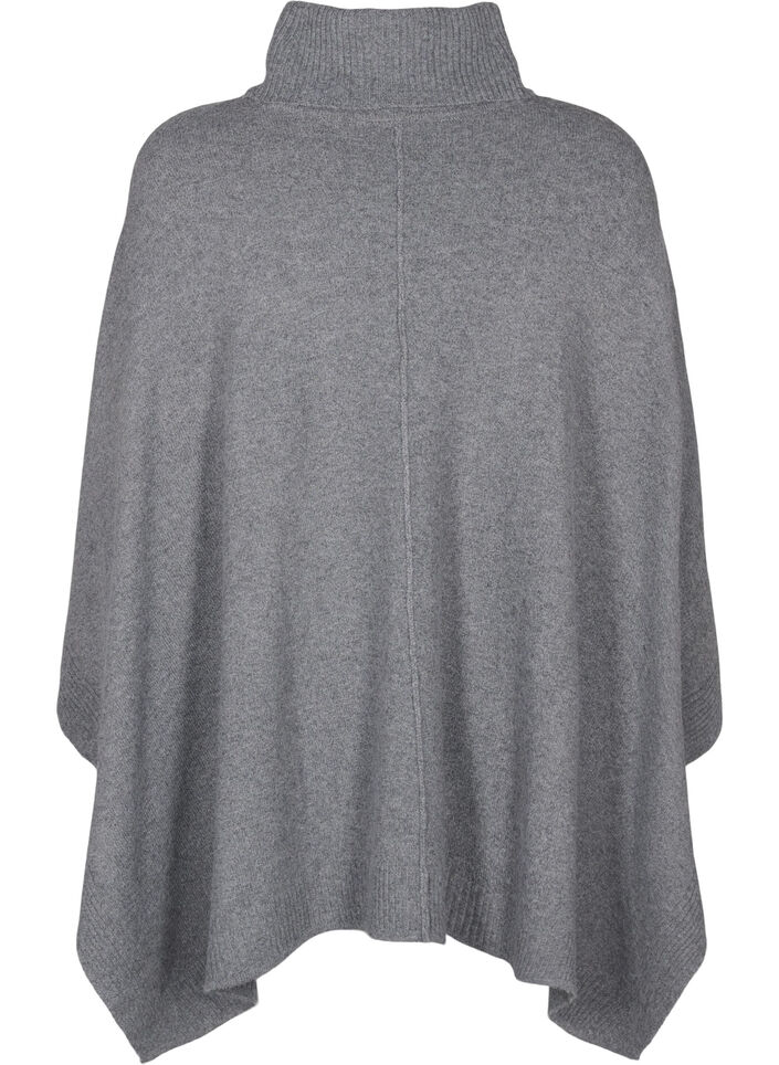 Poncho mit hohem Kragen, Medium Grey Melange, Packshot image number 1